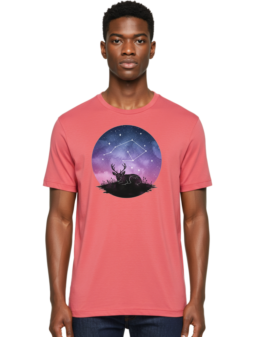 Deer-Constellation-1 Men'S Graphic Tee, 100% Cotton, Comfortable Casual Summer Wear, Machine Washable, Vintage Camera, Old Camera, Antique Camera, Black Camera, Classic Photography, Photography Equipment, Nostalgic Device, Film Camera, Baf021