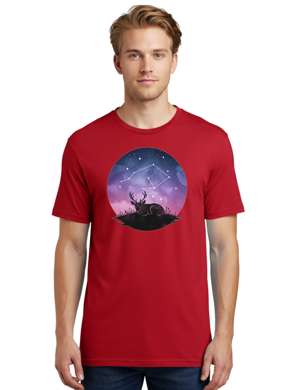 Deer-Constellation-1 Men'S Graphic Tee, 100% Cotton, Comfortable Casual Summer Wear, Machine Washable, Vintage Camera, Old Camera, Antique Camera, Black Camera, Classic Photography, Photography Equipment, Nostalgic Device, Film Camera, Baf021