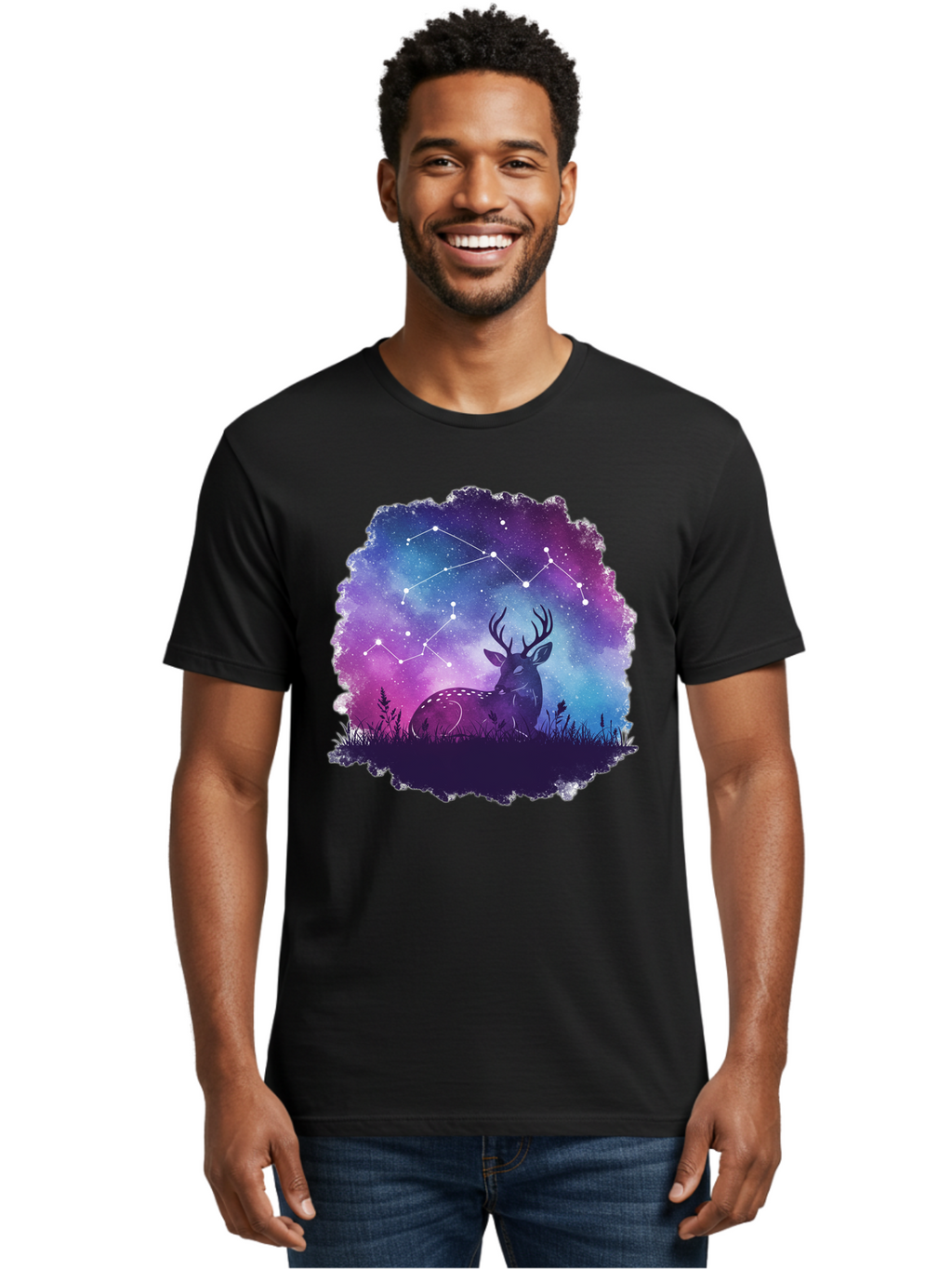 Deer-Constellation-2 Men'S Graphic Tee, 100% Cotton, Comfortable Casual Summer Wear, Machine Washable, Vintage Camera, Old Camera, Antique Camera, Black Camera, Classic Photography, Photography Equipment, Nostalgic Device, Film Camera, Baf022