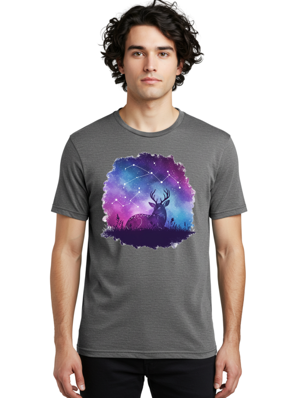 Deer-Constellation-2 Men'S Graphic Tee, 100% Cotton, Comfortable Casual Summer Wear, Machine Washable, Vintage Camera, Old Camera, Antique Camera, Black Camera, Classic Photography, Photography Equipment, Nostalgic Device, Film Camera, Baf022