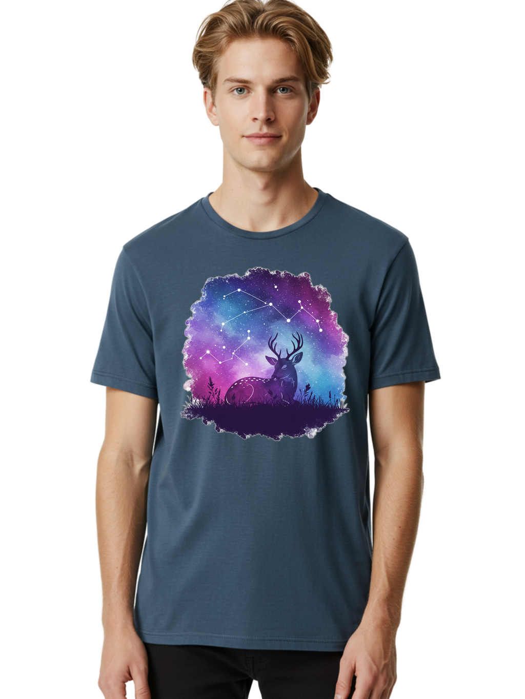 Deer-Constellation-2 Men'S Graphic Tee, 100% Cotton, Comfortable Casual Summer Wear, Machine Washable, Vintage Camera, Old Camera, Antique Camera, Black Camera, Classic Photography, Photography Equipment, Nostalgic Device, Film Camera, Baf022