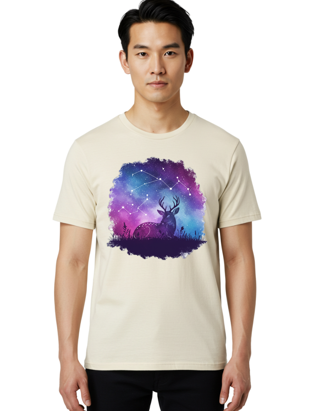 Deer-Constellation-2 Men'S Graphic Tee, 100% Cotton, Comfortable Casual Summer Wear, Machine Washable, Vintage Camera, Old Camera, Antique Camera, Black Camera, Classic Photography, Photography Equipment, Nostalgic Device, Film Camera, Baf022