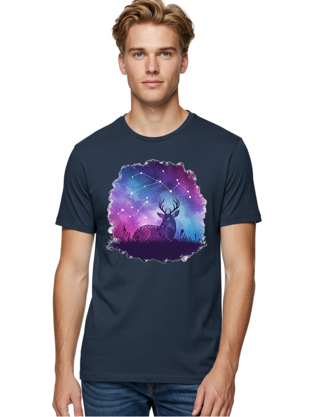 Deer-Constellation-2 Men'S Graphic Tee, 100% Cotton, Comfortable Casual Summer Wear, Machine Washable, Vintage Camera, Old Camera, Antique Camera, Black Camera, Classic Photography, Photography Equipment, Nostalgic Device, Film Camera, Baf022