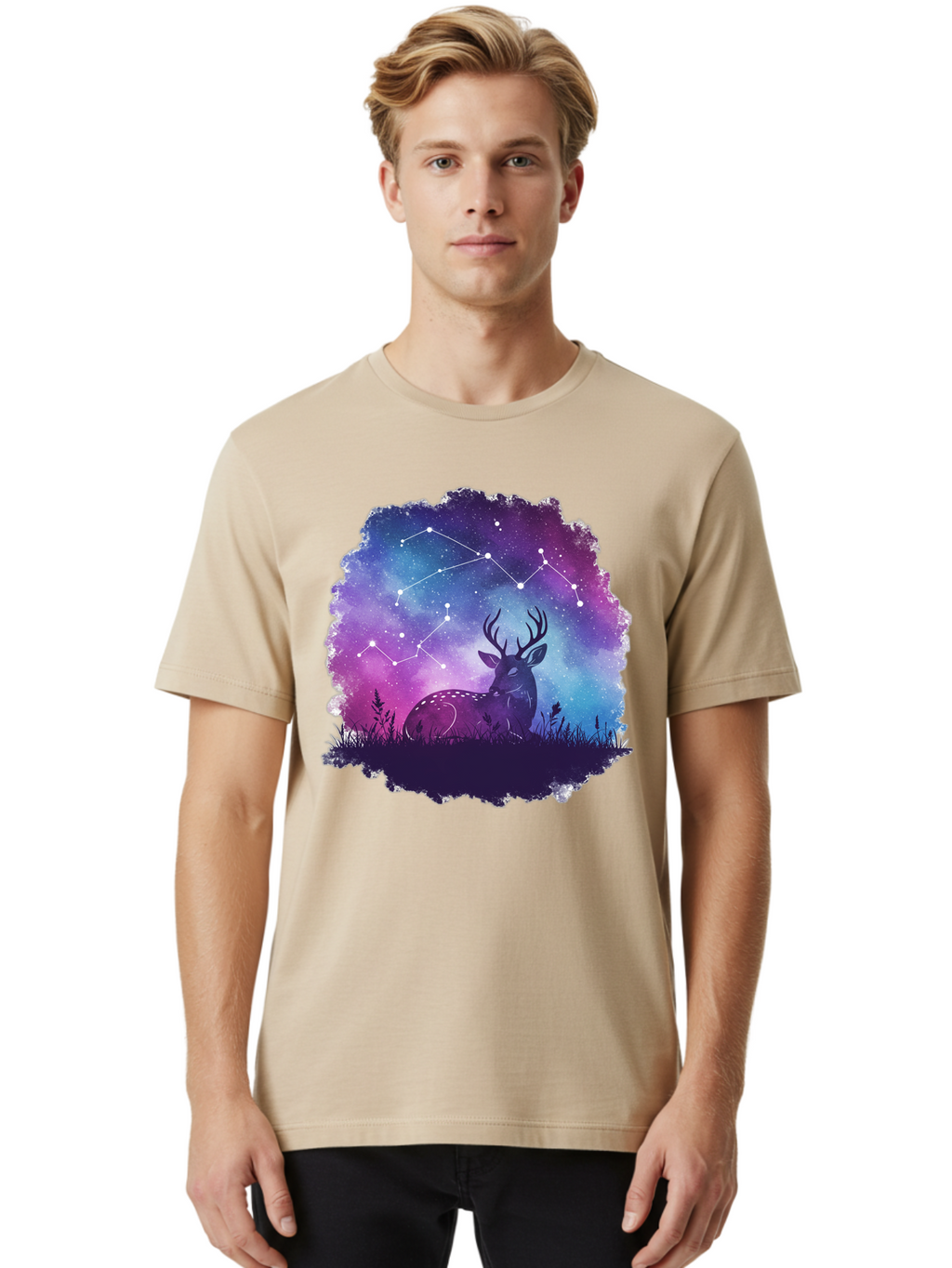 Deer-Constellation-2 Men'S Graphic Tee, 100% Cotton, Comfortable Casual Summer Wear, Machine Washable, Vintage Camera, Old Camera, Antique Camera, Black Camera, Classic Photography, Photography Equipment, Nostalgic Device, Film Camera, Baf022