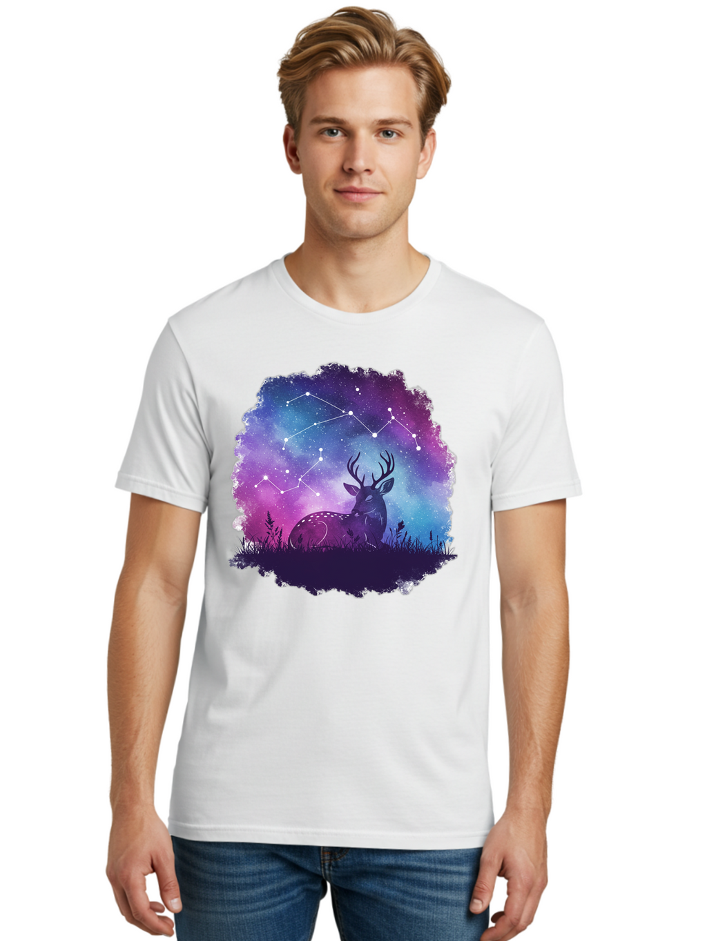 Deer-Constellation-2 Men'S Graphic Tee, 100% Cotton, Comfortable Casual Summer Wear, Machine Washable, Vintage Camera, Old Camera, Antique Camera, Black Camera, Classic Photography, Photography Equipment, Nostalgic Device, Film Camera, Baf022