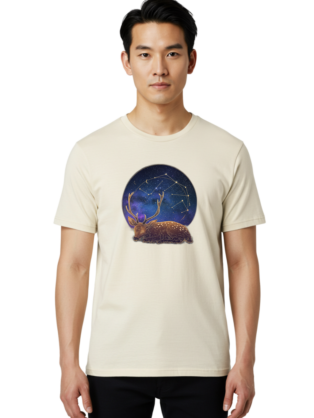 Deer-Constellation Men'S Graphic Tee, 100% Cotton, Comfortable Casual Summer Wear, Machine Washable, Vintage Camera, Old Camera, Antique Camera, Black Camera, Classic Photography, Photography Equipment, Nostalgic Device, Film Camera, Baf023