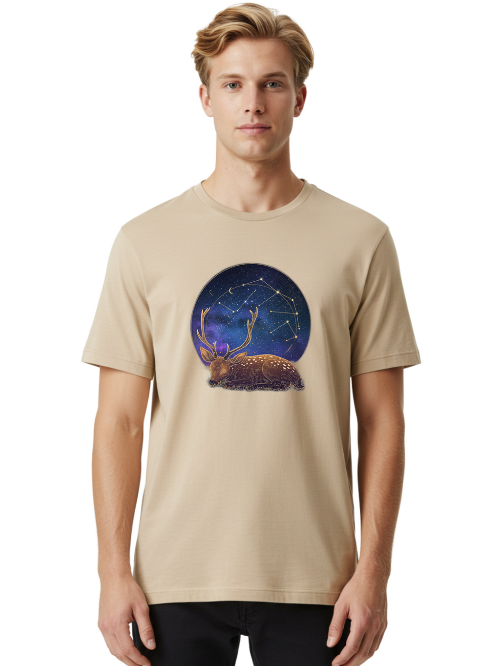 Deer-Constellation Men'S Graphic Tee, 100% Cotton, Comfortable Casual Summer Wear, Machine Washable, Vintage Camera, Old Camera, Antique Camera, Black Camera, Classic Photography, Photography Equipment, Nostalgic Device, Film Camera, Baf023