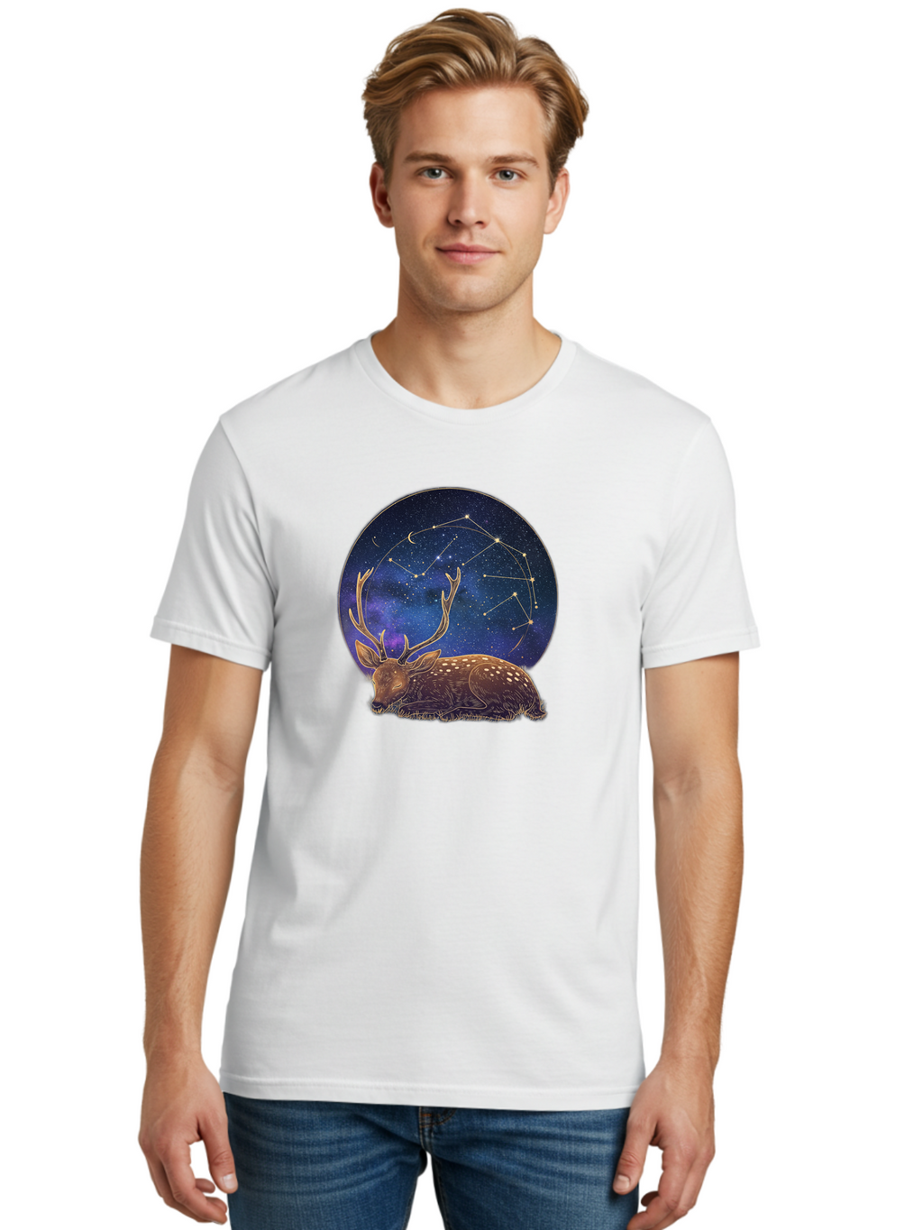 Deer-Constellation Men'S Graphic Tee, 100% Cotton, Comfortable Casual Summer Wear, Machine Washable, Vintage Camera, Old Camera, Antique Camera, Black Camera, Classic Photography, Photography Equipment, Nostalgic Device, Film Camera, Baf023