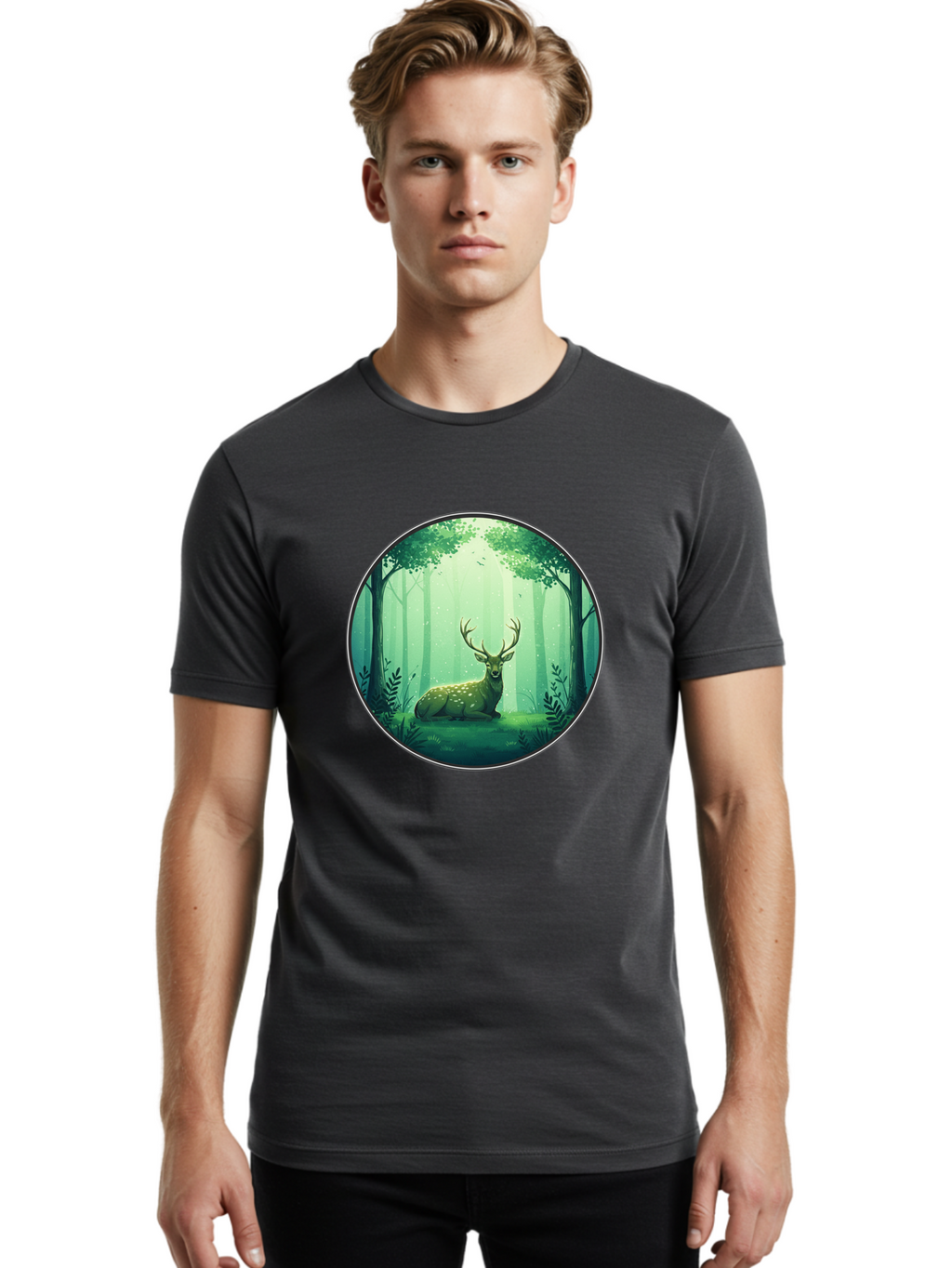 Deer-In-Forest-1 Men'S Graphic Tee, 100% Cotton, Comfortable Casual Summer Wear, Machine Washable, Vintage Camera, Old Camera, Antique Camera, Black Camera, Classic Photography, Photography Equipment, Nostalgic Device, Film Camera, Camera Art Baf025