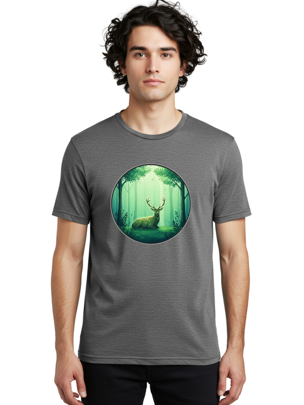 Deer-In-Forest-1 Men'S Graphic Tee, 100% Cotton, Comfortable Casual Summer Wear, Machine Washable, Vintage Camera, Old Camera, Antique Camera, Black Camera, Classic Photography, Photography Equipment, Nostalgic Device, Film Camera, Camera Art Baf025