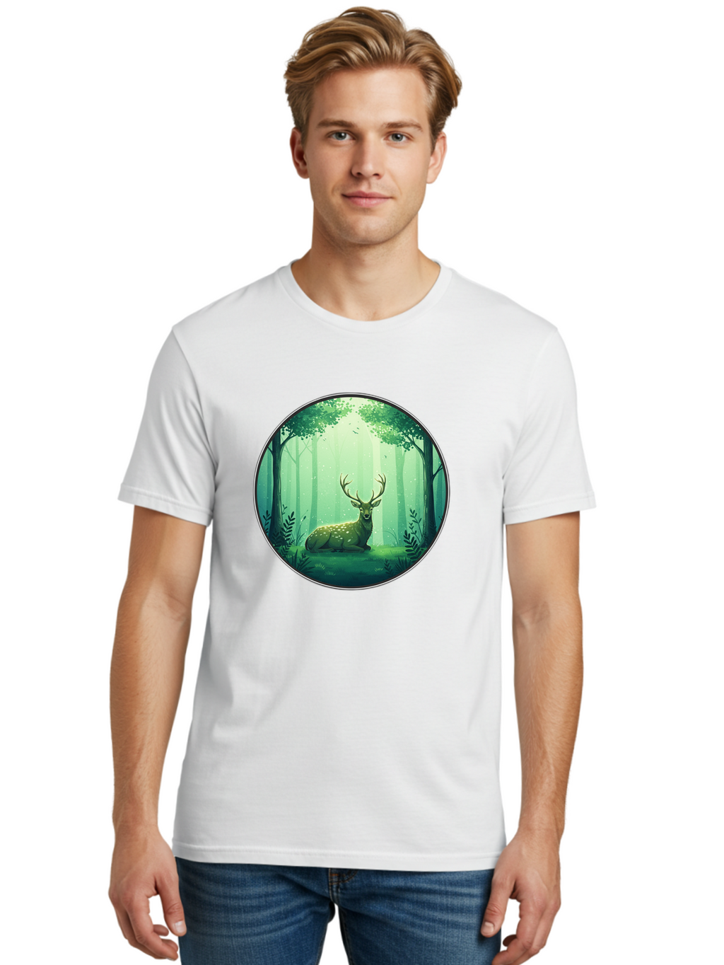 Deer-In-Forest-1 Men'S Graphic Tee, 100% Cotton, Comfortable Casual Summer Wear, Machine Washable, Vintage Camera, Old Camera, Antique Camera, Black Camera, Classic Photography, Photography Equipment, Nostalgic Device, Film Camera, Camera Art Baf025