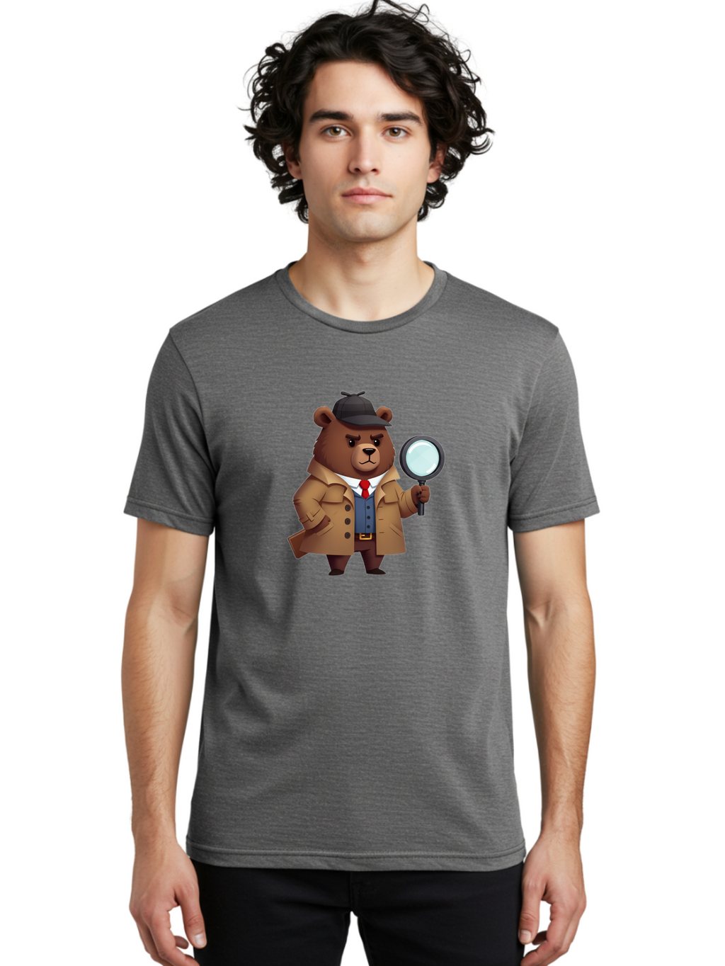 Detective-Bear Men'S Graphic Tee, 100% Cotton, Comfortable Casual Summer Wear, Machine Washable, Vintage Camera, Old Camera, Antique Camera, Black Camera, Classic Photography, Photography Equipment, Nostalgic Device, Film Camera, Camera Art Baf031