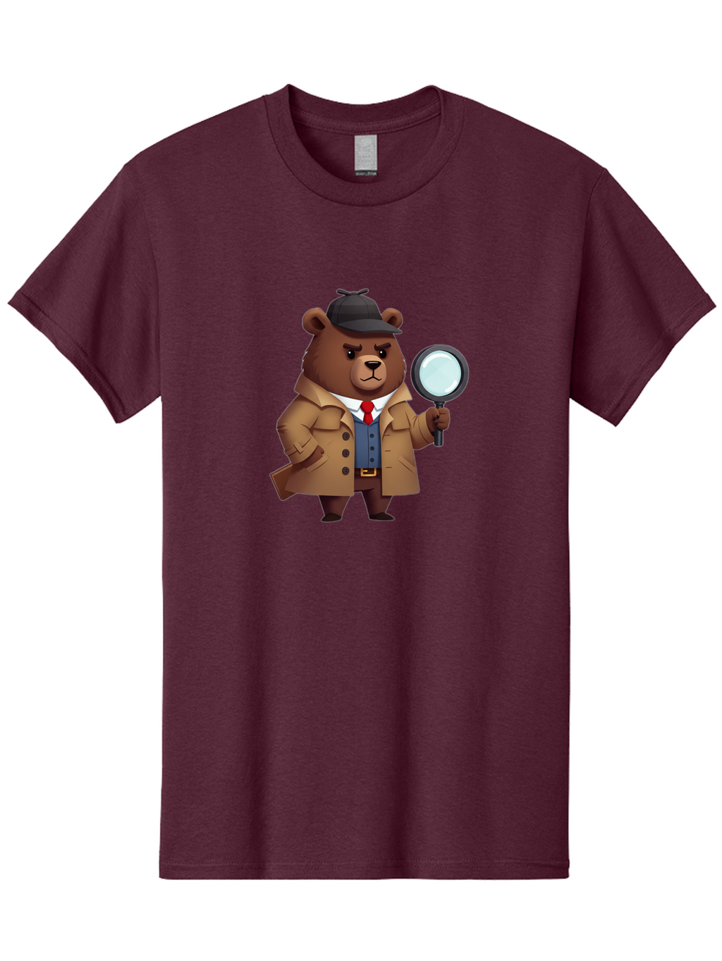Detective-Bear Men'S Graphic Tee, 100% Cotton, Comfortable Casual Summer Wear, Machine Washable, Vintage Camera, Old Camera, Antique Camera, Black Camera, Classic Photography, Photography Equipment, Nostalgic Device, Film Camera, Camera Art Baf031