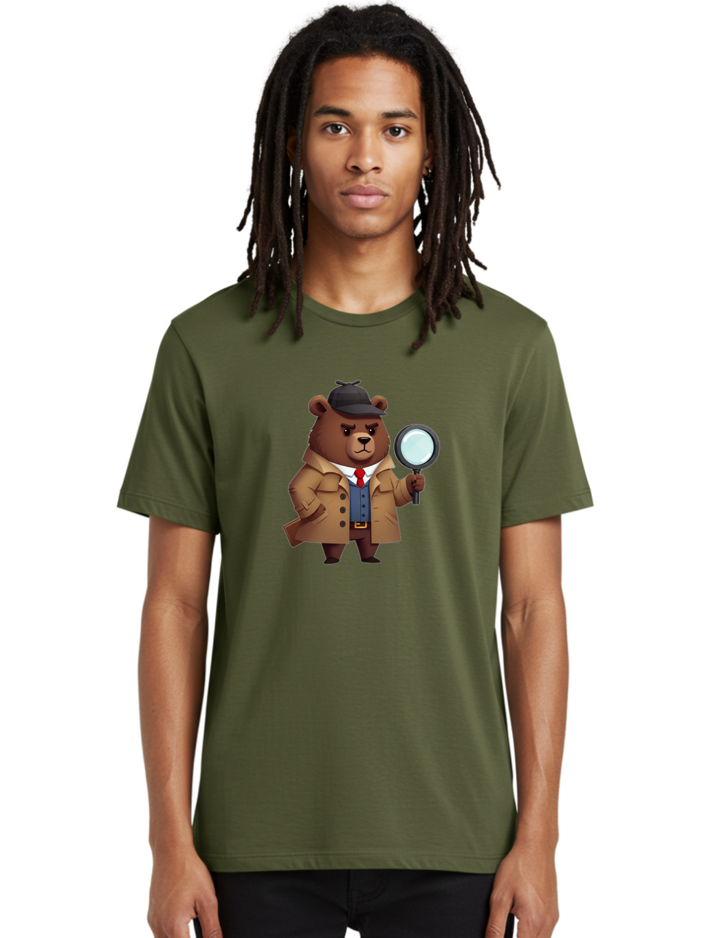 Detective-Bear Men'S Graphic Tee, 100% Cotton, Comfortable Casual Summer Wear, Machine Washable, Vintage Camera, Old Camera, Antique Camera, Black Camera, Classic Photography, Photography Equipment, Nostalgic Device, Film Camera, Camera Art Baf031