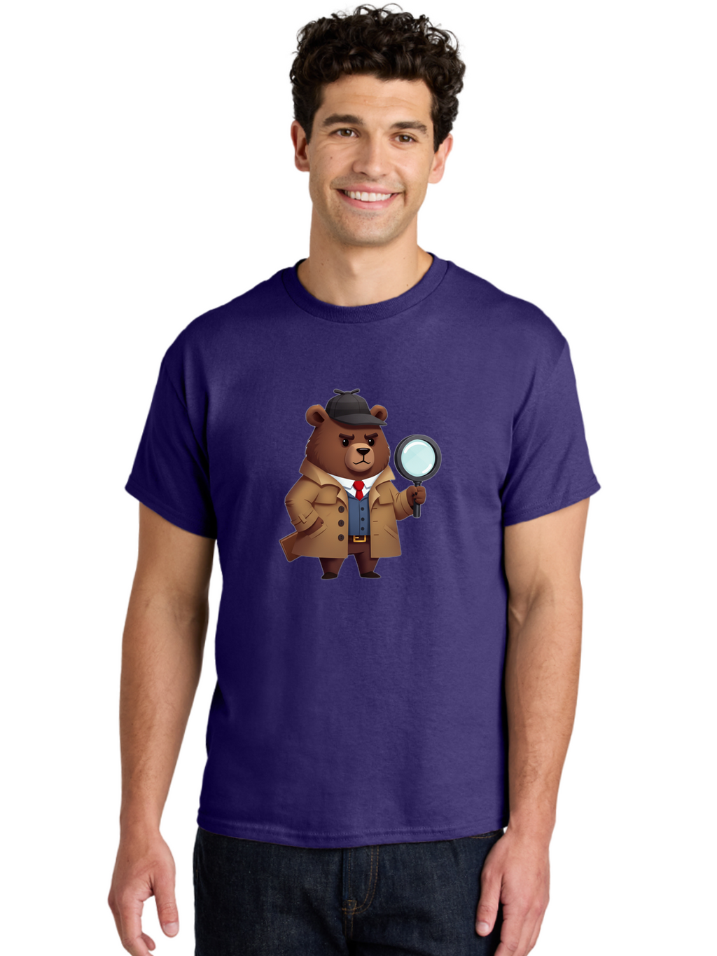 Detective-Bear Men'S Graphic Tee, 100% Cotton, Comfortable Casual Summer Wear, Machine Washable, Vintage Camera, Old Camera, Antique Camera, Black Camera, Classic Photography, Photography Equipment, Nostalgic Device, Film Camera, Camera Art Baf031