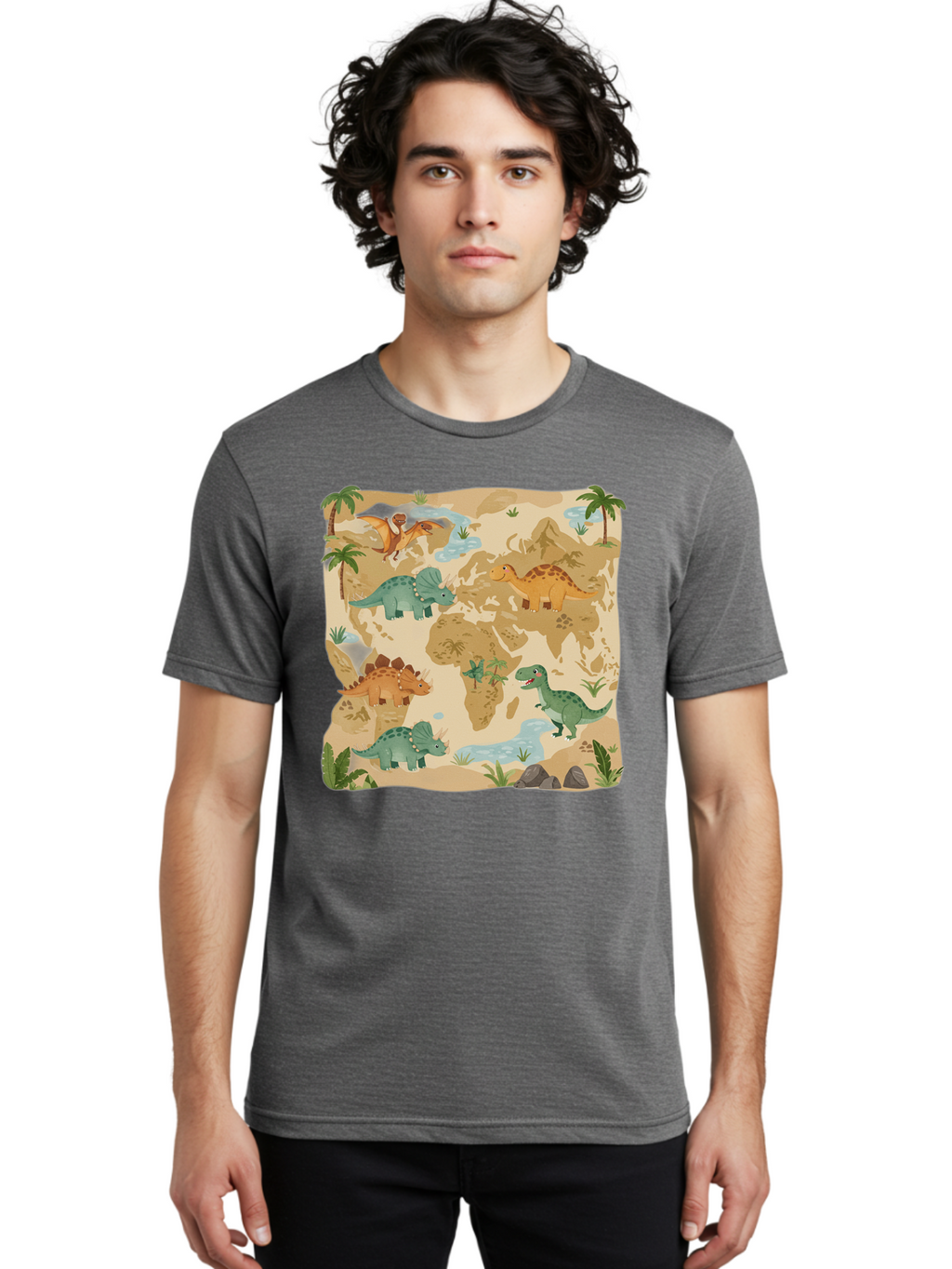 Dinosaur-World-Map Men'S Graphic Tee, 100% Cotton, Comfortable Casual Summer Wear, Machine Washable, Vintage Camera, Old Camera, Antique Camera, Black Camera, Classic Photography, Photography Equipment, Nostalgic Device, Film Camera, Baf035