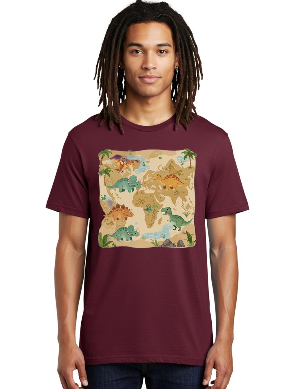 Dinosaur-World-Map Men'S Graphic Tee, 100% Cotton, Comfortable Casual Summer Wear, Machine Washable, Vintage Camera, Old Camera, Antique Camera, Black Camera, Classic Photography, Photography Equipment, Nostalgic Device, Film Camera, Baf035