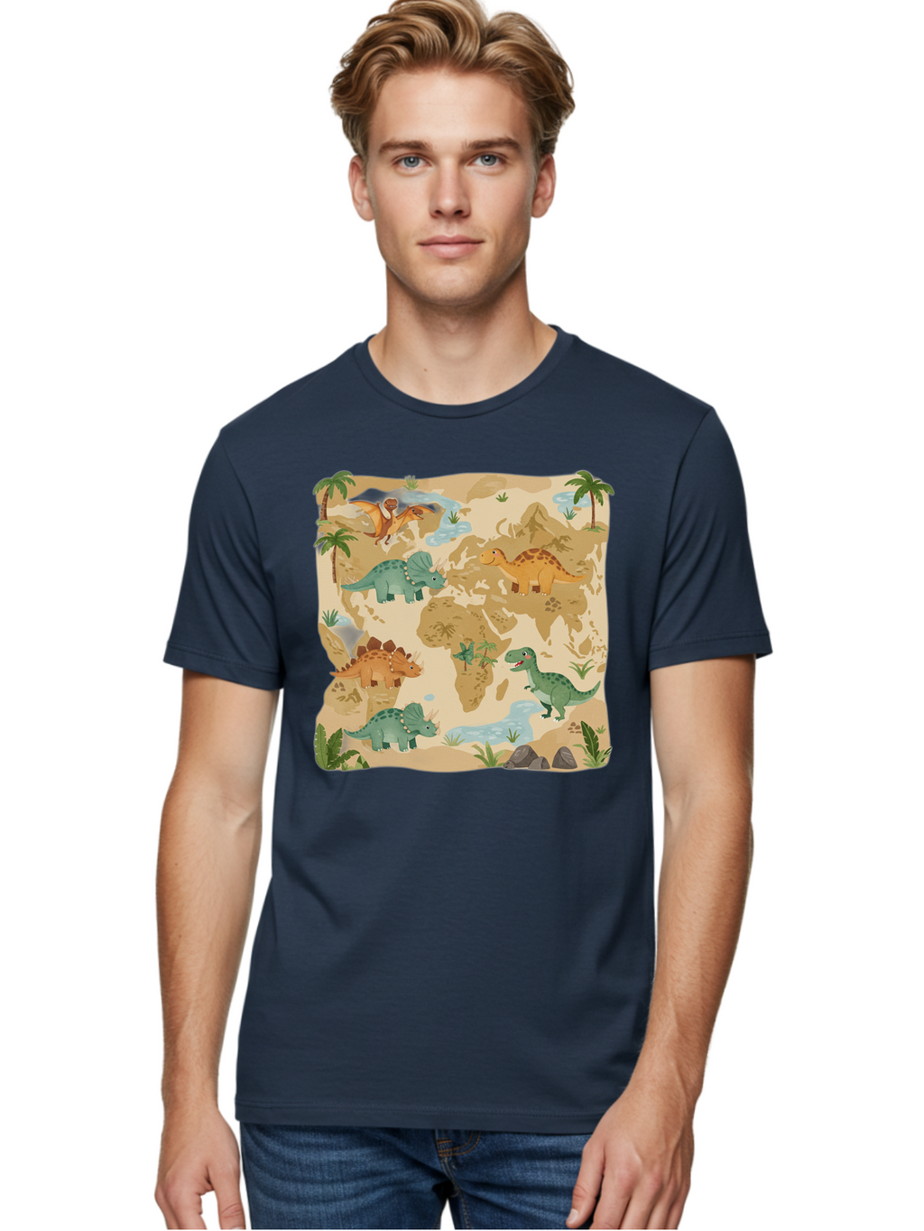 Dinosaur-World-Map Men'S Graphic Tee, 100% Cotton, Comfortable Casual Summer Wear, Machine Washable, Vintage Camera, Old Camera, Antique Camera, Black Camera, Classic Photography, Photography Equipment, Nostalgic Device, Film Camera, Baf035