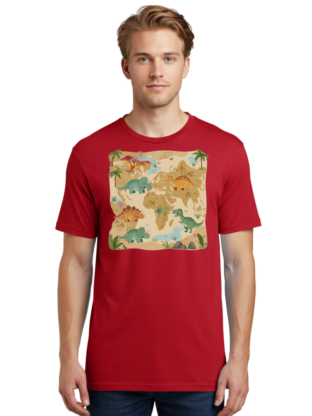 Dinosaur-World-Map Men'S Graphic Tee, 100% Cotton, Comfortable Casual Summer Wear, Machine Washable, Vintage Camera, Old Camera, Antique Camera, Black Camera, Classic Photography, Photography Equipment, Nostalgic Device, Film Camera, Baf035