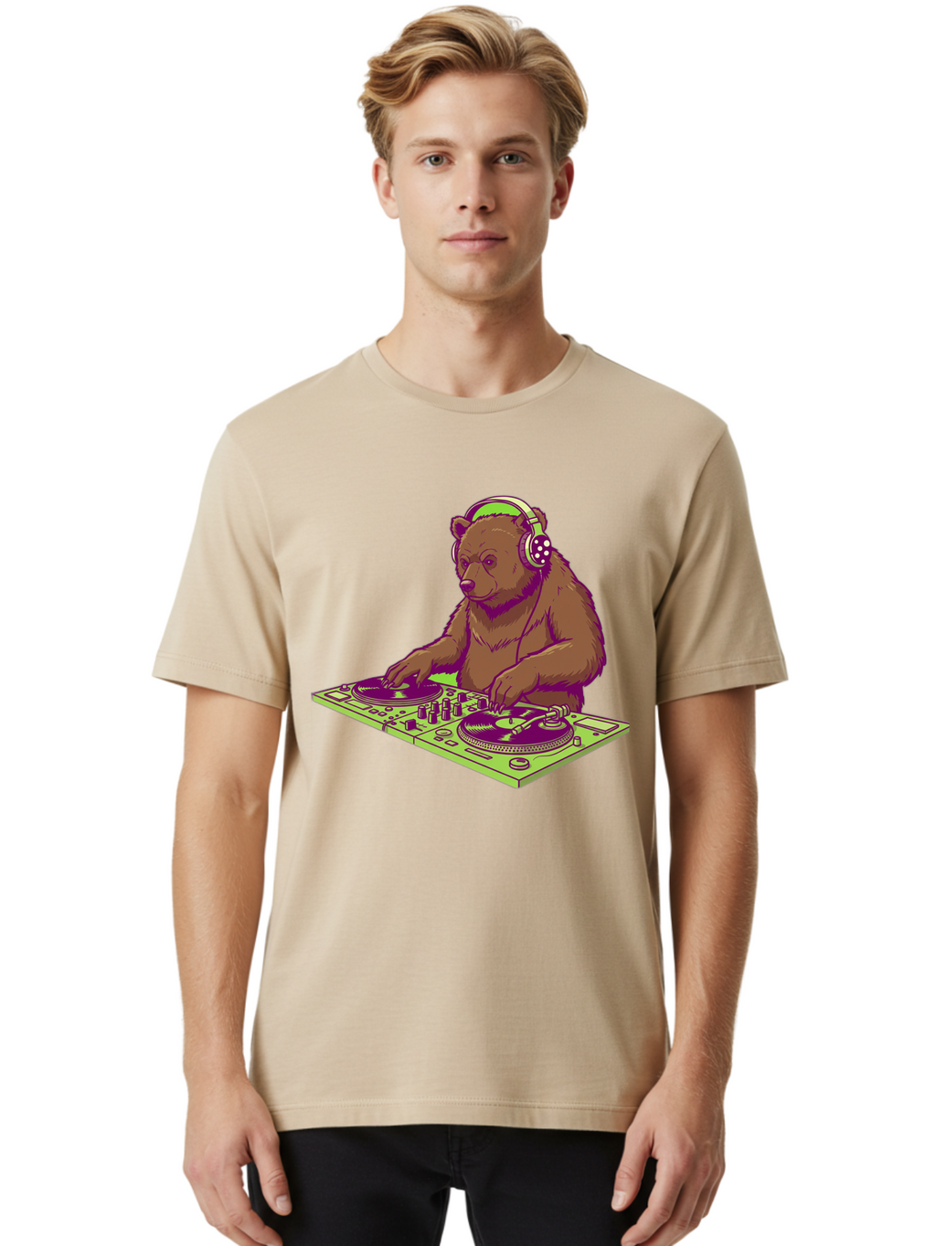 Dj-Bear-3 Men'S Graphic Tee, 100% Cotton, Comfortable Casual Summer Wear, Machine Washable, Vintage Camera, Old Camera, Antique Camera, Black Camera, Classic Photography, Photography Equipment, Nostalgic Device, Film Camera, Camera Art Baf038