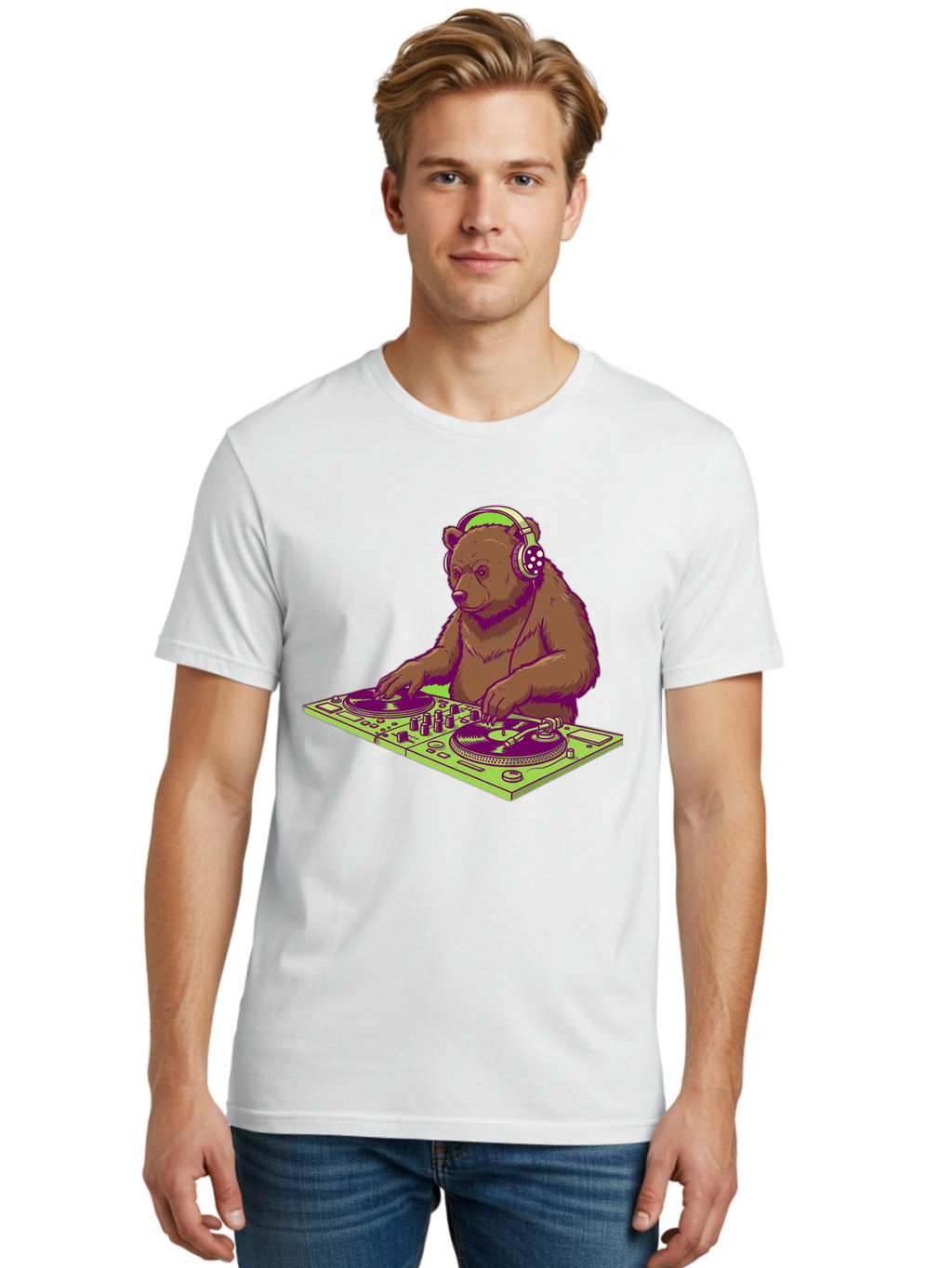 Dj-Bear-3 Men'S Graphic Tee, 100% Cotton, Comfortable Casual Summer Wear, Machine Washable, Vintage Camera, Old Camera, Antique Camera, Black Camera, Classic Photography, Photography Equipment, Nostalgic Device, Film Camera, Camera Art Baf038