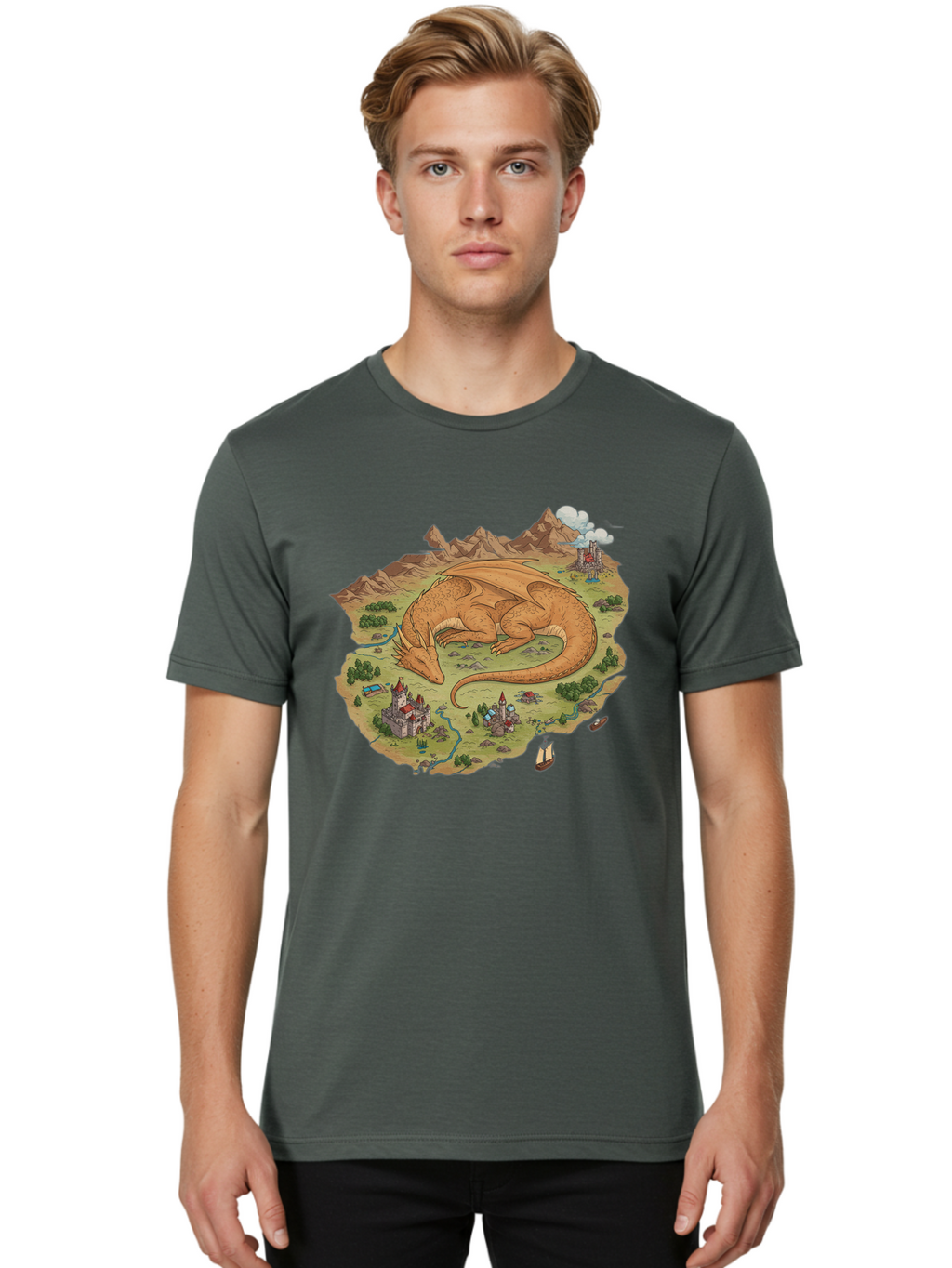 Dragon-Landscape Men'S Graphic Tee, 100% Cotton, Comfortable Casual Summer Wear, Machine Washable, Vintage Camera, Old Camera, Antique Camera, Black Camera, Classic Photography, Photography Equipment, Nostalgic Device, Film Camera, Camera Art Baf045