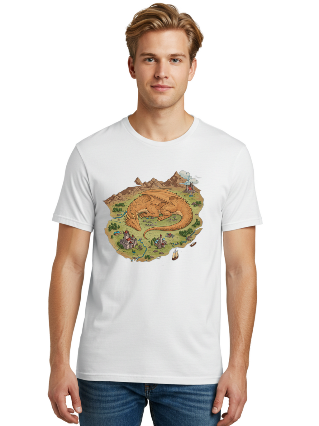 Dragon-Landscape Men'S Graphic Tee, 100% Cotton, Comfortable Casual Summer Wear, Machine Washable, Vintage Camera, Old Camera, Antique Camera, Black Camera, Classic Photography, Photography Equipment, Nostalgic Device, Film Camera, Camera Art Baf045