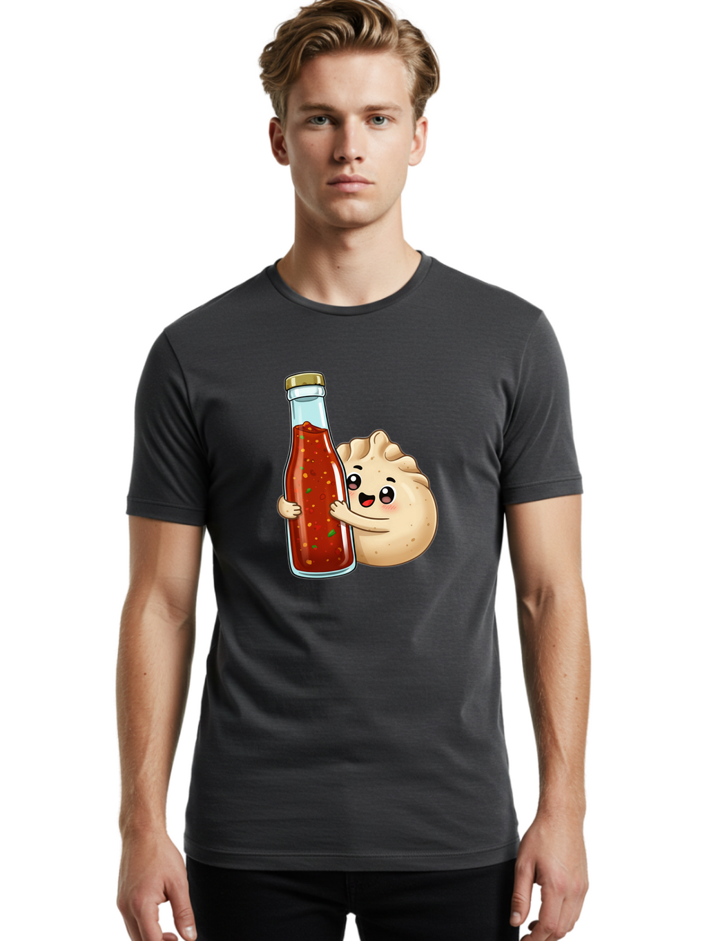 Dumpling-Hot-Sauce-Bottle Men'S Graphic Tee, 100% Cotton, Comfortable Casual Summer Wear, Machine Washable, Vintage Camera, Old Camera, Antique Camera, Black Camera, Classic Photography, Photography Equipment, Nostalgic Device, Film Camera, Baf048