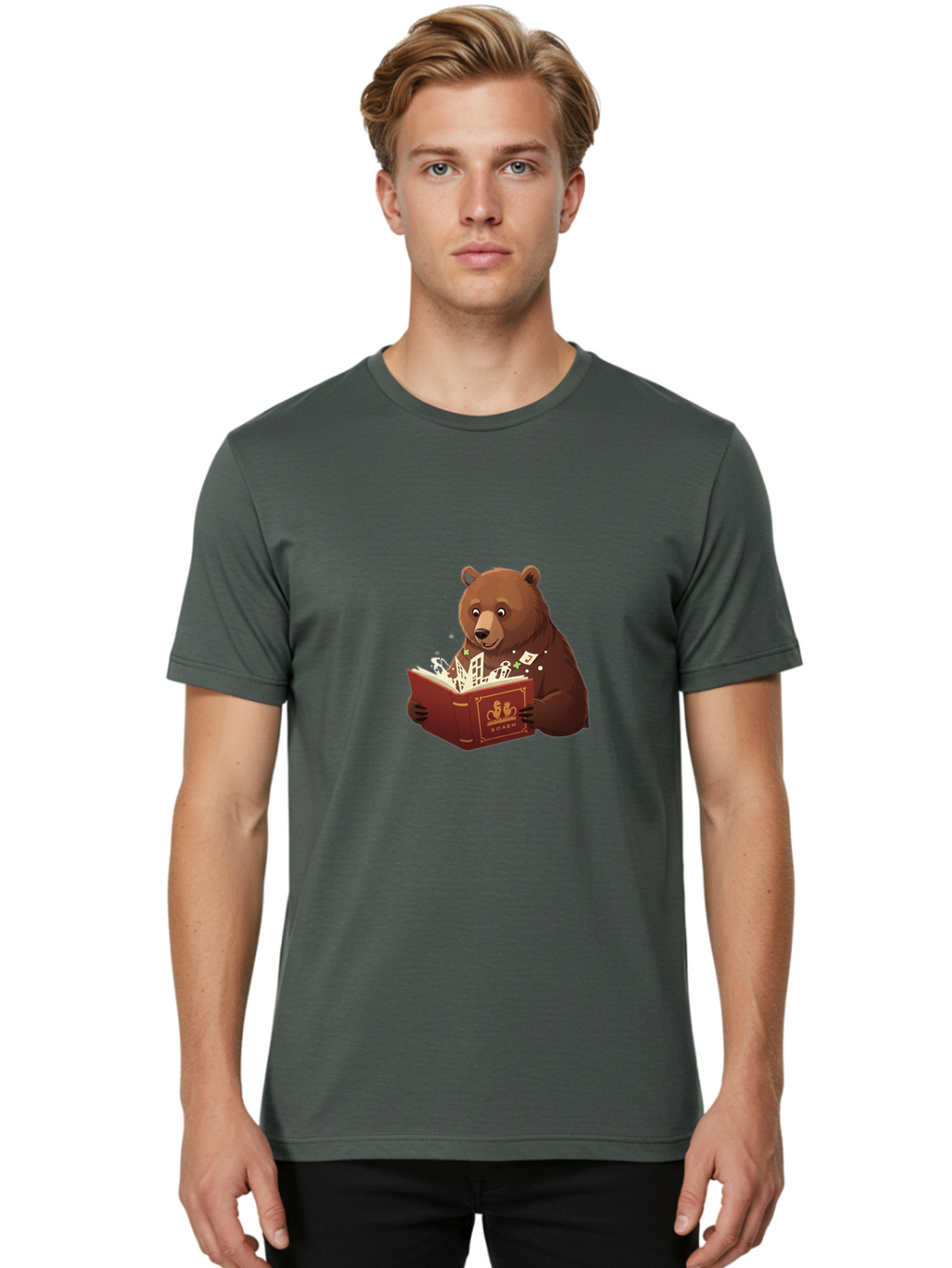 Eden-Bear-Reading-Book Men'S Graphic Tee, 100% Cotton, Comfortable Casual Summer Wear, Machine Washable, Vintage Camera, Old Camera, Antique Camera, Black Camera, Classic Photography, Photography Equipment, Nostalgic Device, Film Camera, Baf054