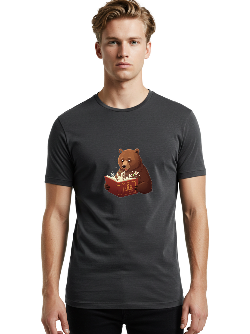 Eden-Bear-Reading-Book Men'S Graphic Tee, 100% Cotton, Comfortable Casual Summer Wear, Machine Washable, Vintage Camera, Old Camera, Antique Camera, Black Camera, Classic Photography, Photography Equipment, Nostalgic Device, Film Camera, Baf054