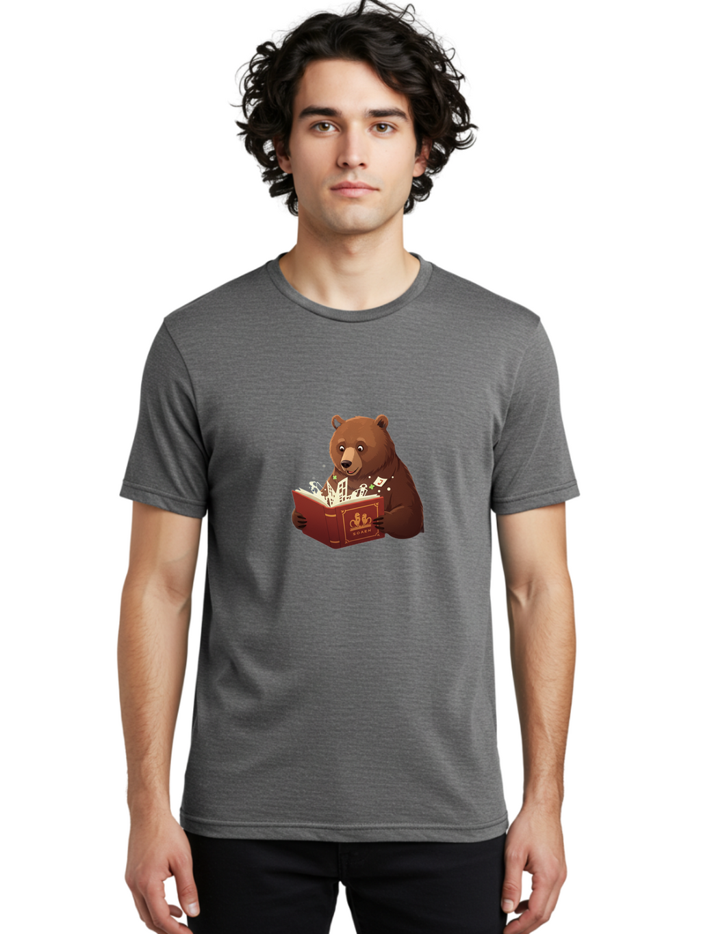 Eden-Bear-Reading-Book Men'S Graphic Tee, 100% Cotton, Comfortable Casual Summer Wear, Machine Washable, Vintage Camera, Old Camera, Antique Camera, Black Camera, Classic Photography, Photography Equipment, Nostalgic Device, Film Camera, Baf054