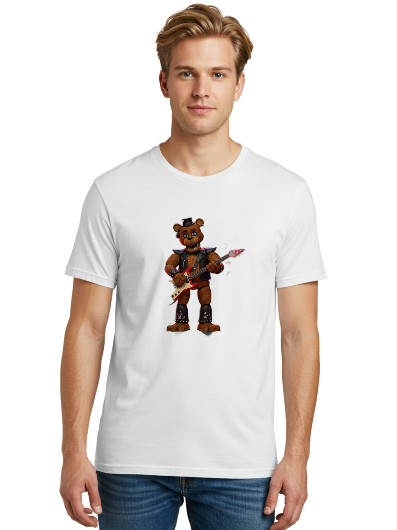 Five-Nights-At-Freddy-S-Rockstar-Freddy Men'S Graphic Tee, 100% Cotton, Comfortable Casual Summer Wear, Machine Washable, Vintage Camera, Old Camera, Antique Camera, Black Camera, Classic Photography, Photography Equipment, Nostalgic Device, Baf069