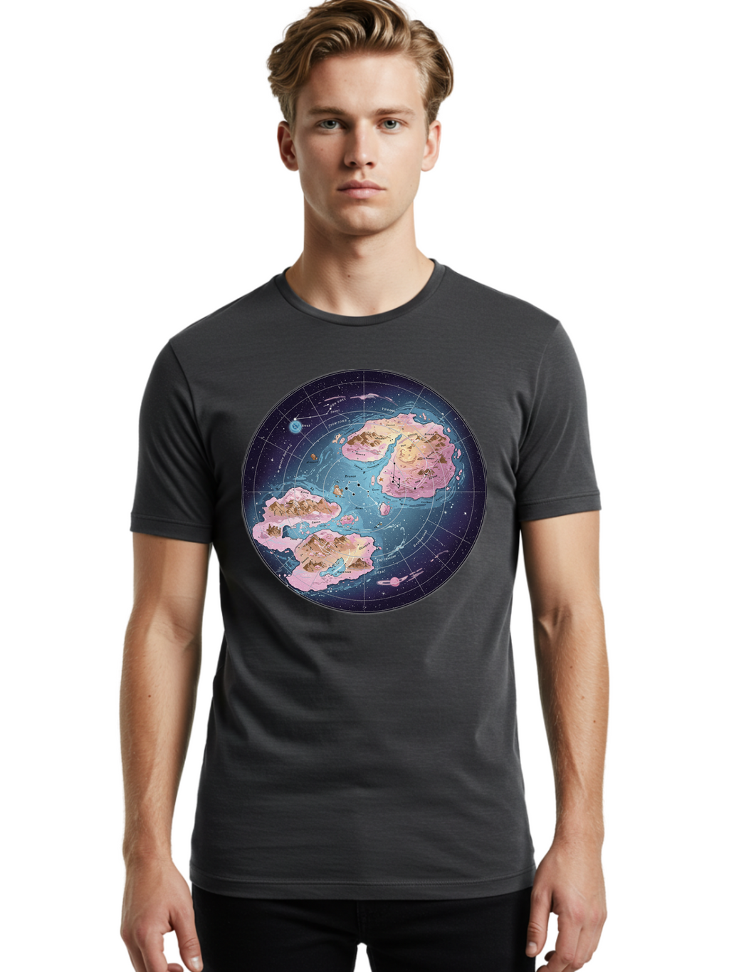Flat-Earth-Map Men'S Graphic Tee, 100% Cotton, Comfortable Casual Summer Wear, Machine Washable, Vintage Camera, Old Camera, Antique Camera, Black Camera, Classic Photography, Photography Equipment, Nostalgic Device, Film Camera, Camera Art Baf072