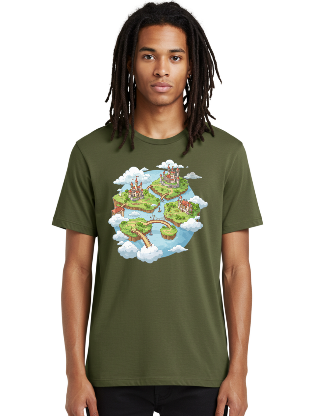 Floating-Islands-With-Castles Men'S Graphic Tee, 100% Cotton, Comfortable Casual Summer Wear, Machine Washable, Vintage Camera, Old Camera, Antique Camera, Black Camera, Classic Photography, Photography Equipment, Nostalgic Device, Baf074
