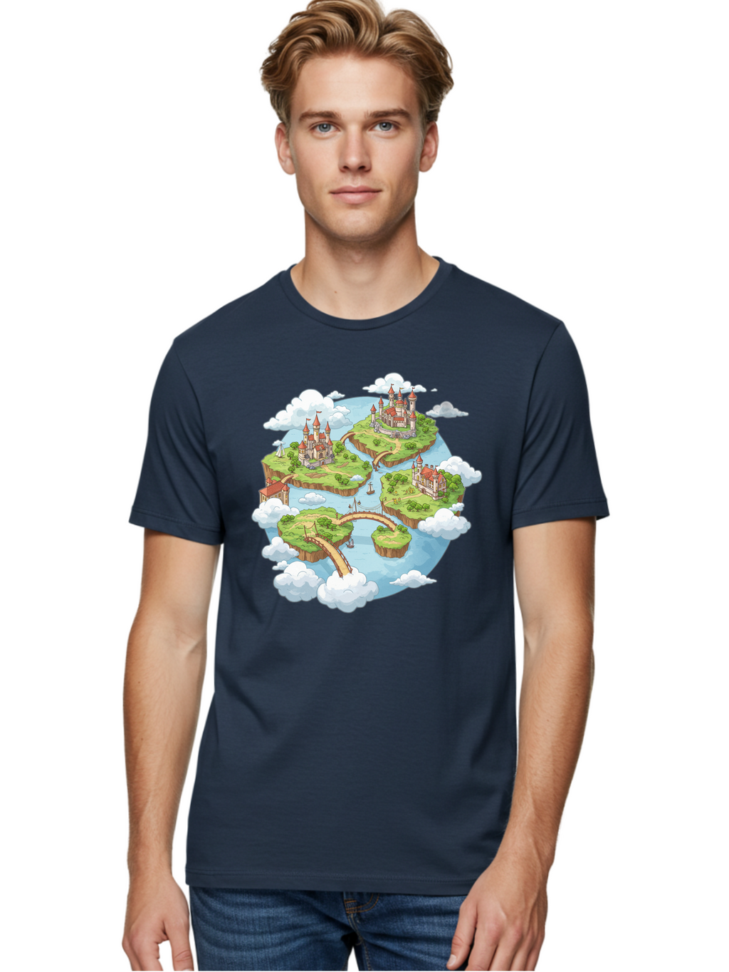 Floating-Islands-With-Castles Men'S Graphic Tee, 100% Cotton, Comfortable Casual Summer Wear, Machine Washable, Vintage Camera, Old Camera, Antique Camera, Black Camera, Classic Photography, Photography Equipment, Nostalgic Device, Baf074