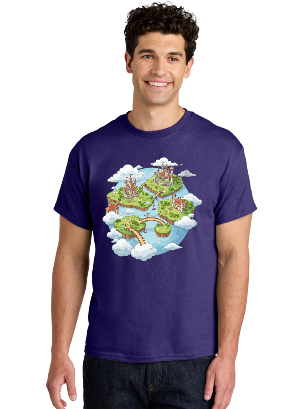 Floating-Islands-With-Castles Men'S Graphic Tee, 100% Cotton, Comfortable Casual Summer Wear, Machine Washable, Vintage Camera, Old Camera, Antique Camera, Black Camera, Classic Photography, Photography Equipment, Nostalgic Device, Baf074