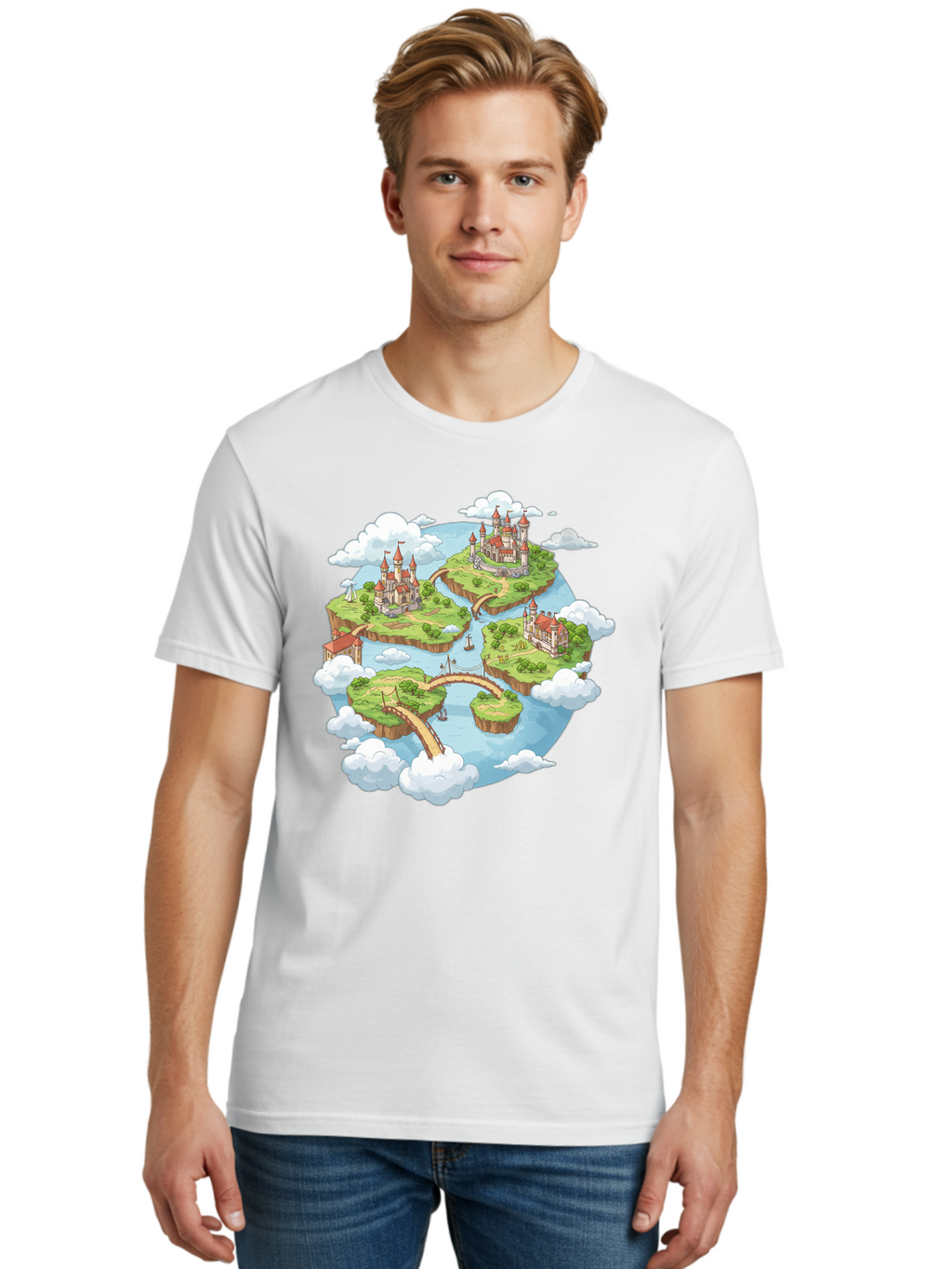 Floating-Islands-With-Castles Men'S Graphic Tee, 100% Cotton, Comfortable Casual Summer Wear, Machine Washable, Vintage Camera, Old Camera, Antique Camera, Black Camera, Classic Photography, Photography Equipment, Nostalgic Device, Baf074