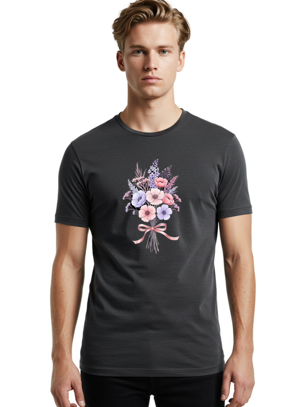 Floral-Bouquet-1 Men'S Graphic Tee, 100% Cotton, Comfortable Casual Summer Wear, Machine Washable, Vintage Camera, Old Camera, Antique Camera, Black Camera, Classic Photography, Photography Equipment, Nostalgic Device, Film Camera, Camera Art Baf076