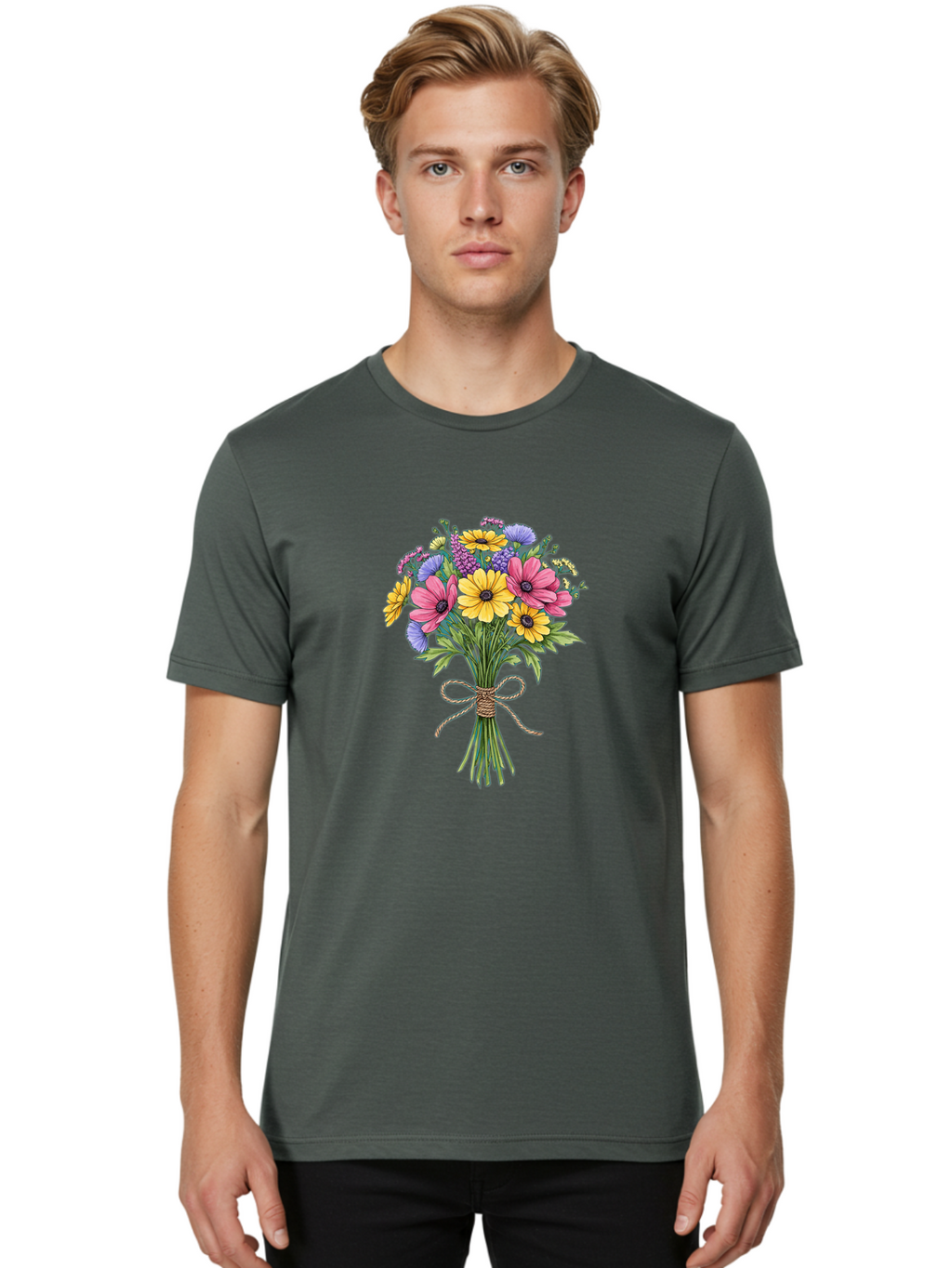 Floral-Bouquet-5 Men'S Graphic Tee, 100% Cotton, Comfortable Casual Summer Wear, Machine Washable, Vintage Camera, Old Camera, Antique Camera, Black Camera, Classic Photography, Photography Equipment, Nostalgic Device, Film Camera, Camera Art Baf080