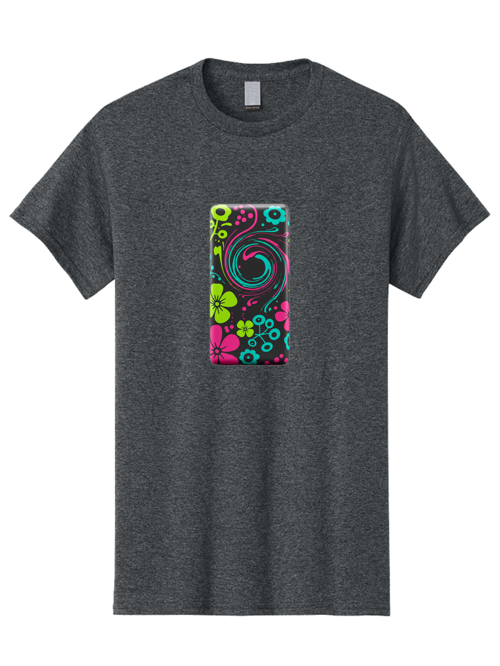 Floral-Swirl-Phone-Case Men'S Graphic Tee, 100% Cotton, Comfortable Casual Summer Wear, Machine Washable, Vintage Camera, Old Camera, Antique Camera, Black Camera, Classic Photography, Photography Equipment, Nostalgic Device, Film Camera, Baf085