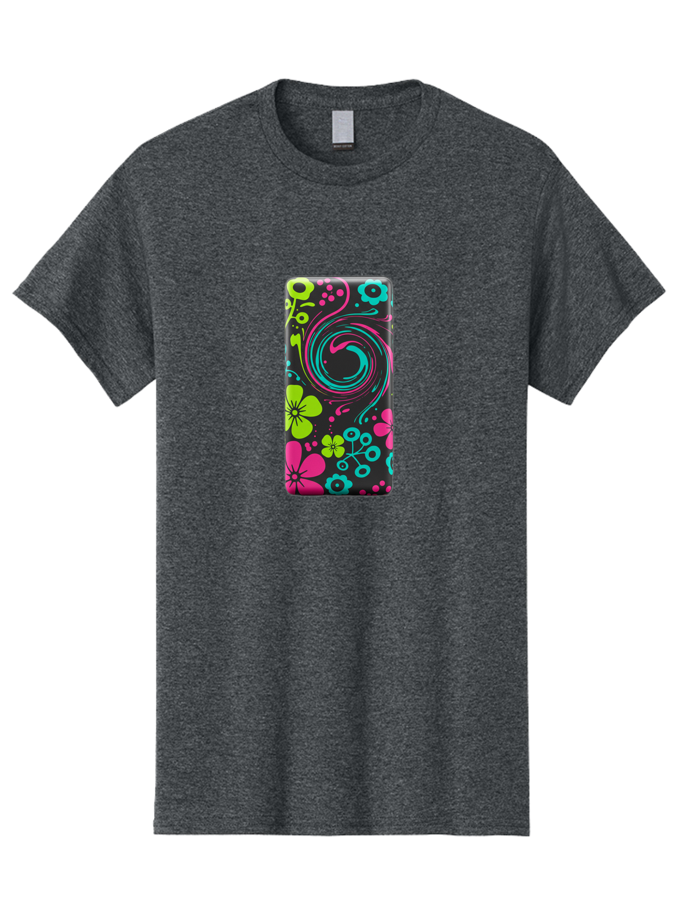 Floral-Swirl-Phone-Case Men'S Graphic Tee, 100% Cotton, Comfortable Casual Summer Wear, Machine Washable, Vintage Camera, Old Camera, Antique Camera, Black Camera, Classic Photography, Photography Equipment, Nostalgic Device, Film Camera, Baf085