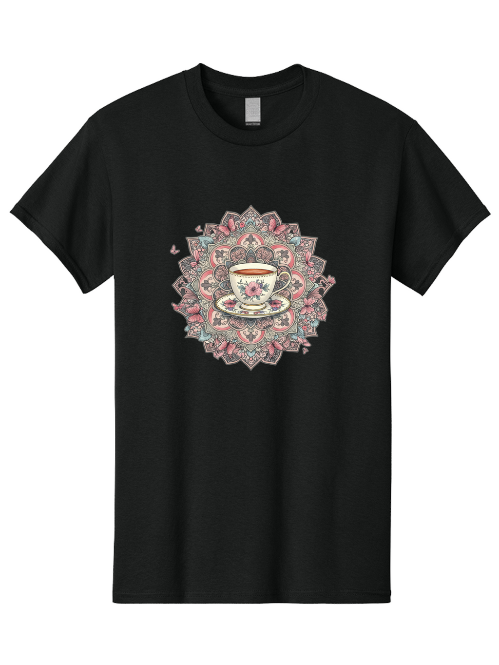 Floral-Teacup-Mandala Men'S Graphic Tee, 100% Cotton, Comfortable Casual Summer Wear, Machine Washable, Vintage Camera, Old Camera, Antique Camera, Black Camera, Classic Photography, Photography Equipment, Nostalgic Device, Film Camera, Baf087