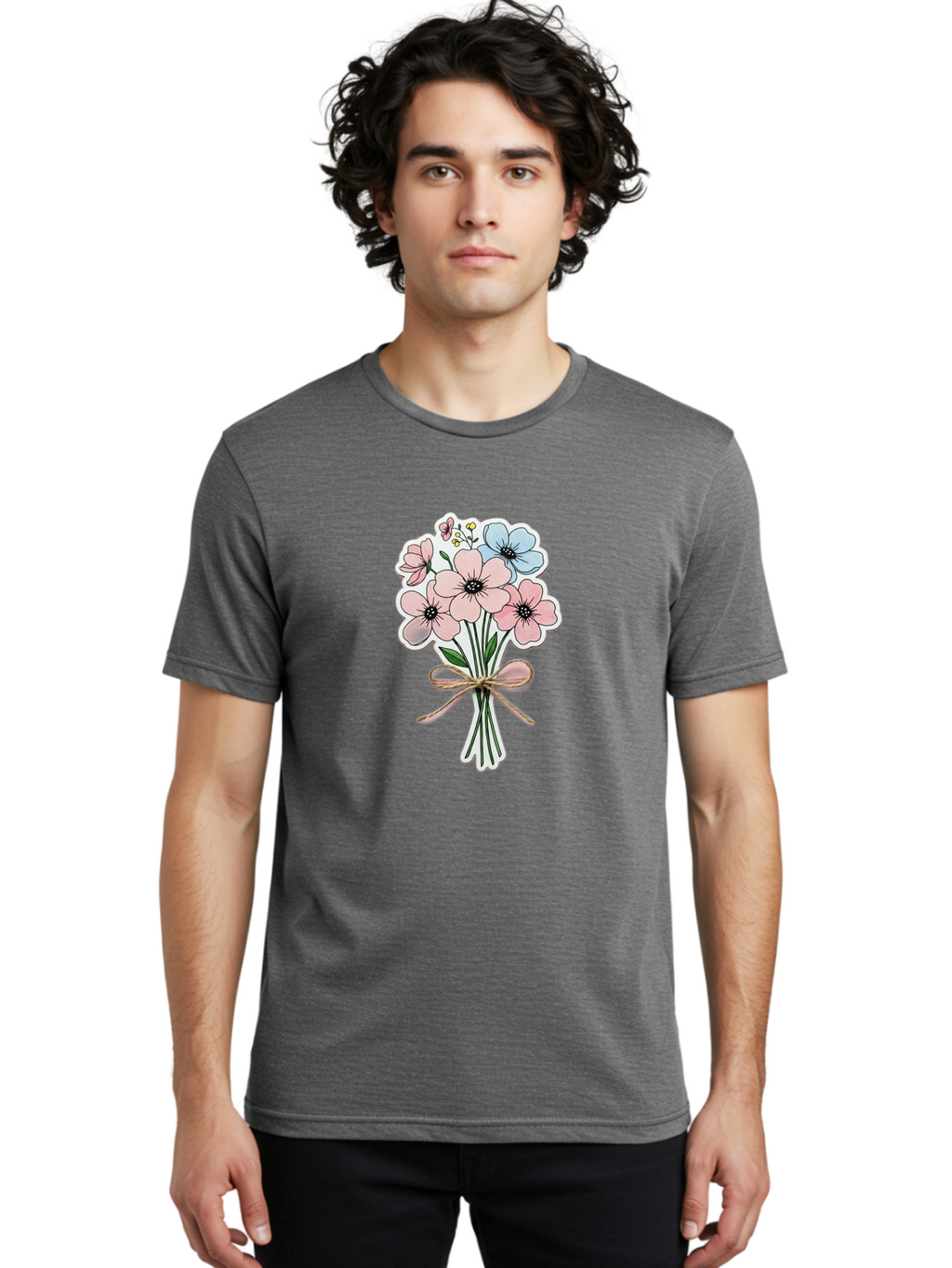 Flower-Bouquet-1 Men'S Graphic Tee, 100% Cotton, Comfortable Casual Summer Wear, Machine Washable, Vintage Camera, Old Camera, Antique Camera, Black Camera, Classic Photography, Photography Equipment, Nostalgic Device, Film Camera, Camera Art Baf088