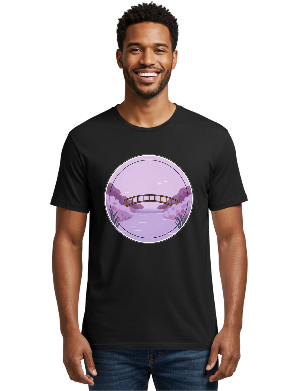 Footbridge-Over-Water Men'S Graphic Tee, 100% Cotton, Comfortable Casual Summer Wear, Machine Washable, Vintage Camera, Old Camera, Antique Camera, Black Camera, Classic Photography, Photography Equipment, Nostalgic Device, Film Camera, Baf094