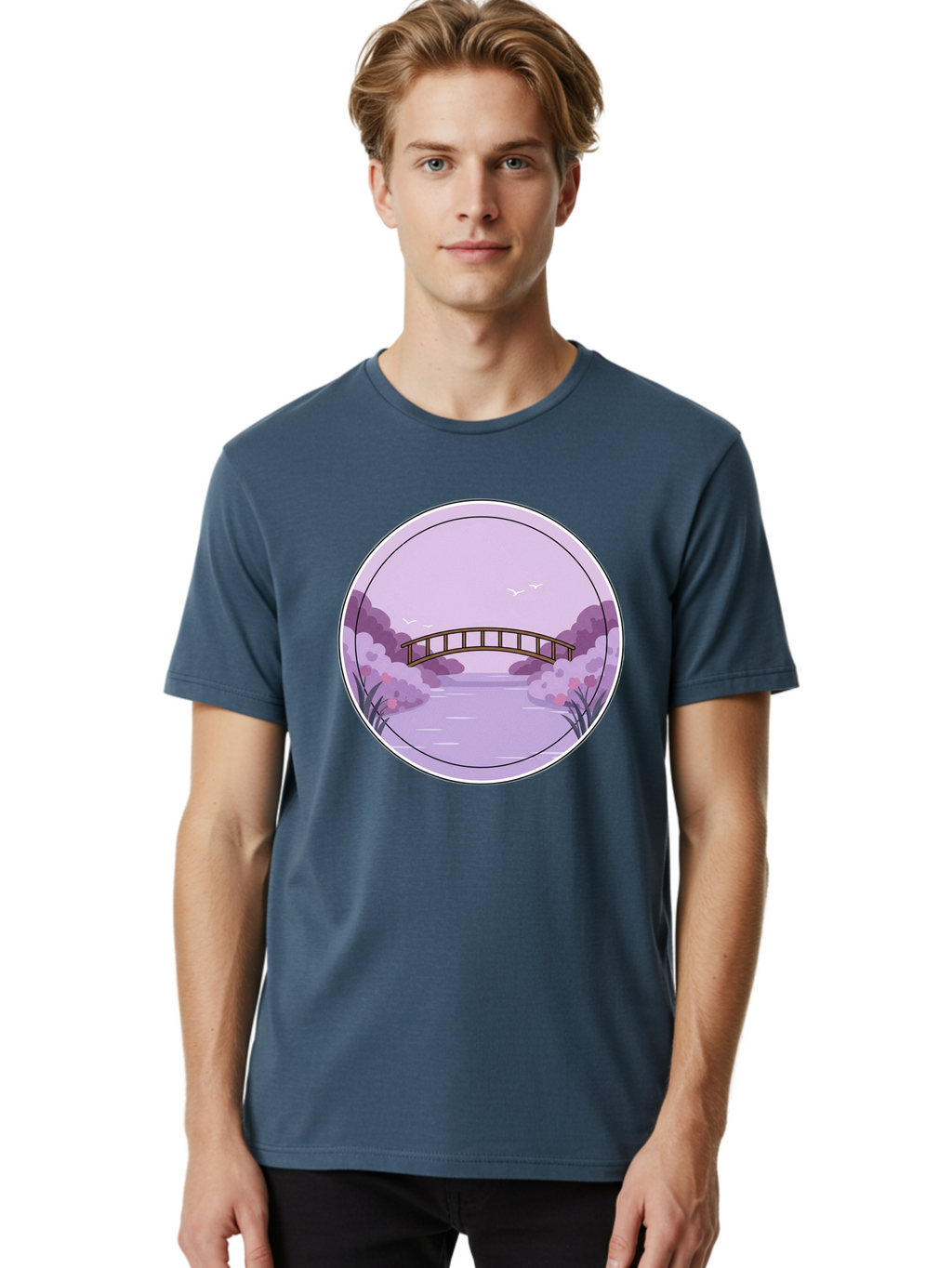 Footbridge-Over-Water Men'S Graphic Tee, 100% Cotton, Comfortable Casual Summer Wear, Machine Washable, Vintage Camera, Old Camera, Antique Camera, Black Camera, Classic Photography, Photography Equipment, Nostalgic Device, Film Camera, Baf094