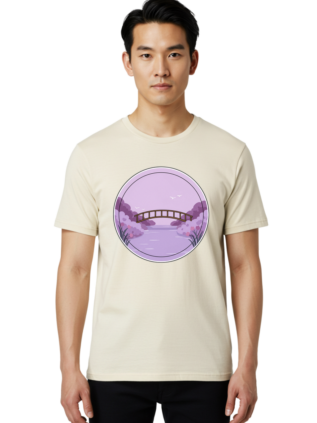 Footbridge-Over-Water Men'S Graphic Tee, 100% Cotton, Comfortable Casual Summer Wear, Machine Washable, Vintage Camera, Old Camera, Antique Camera, Black Camera, Classic Photography, Photography Equipment, Nostalgic Device, Film Camera, Baf094