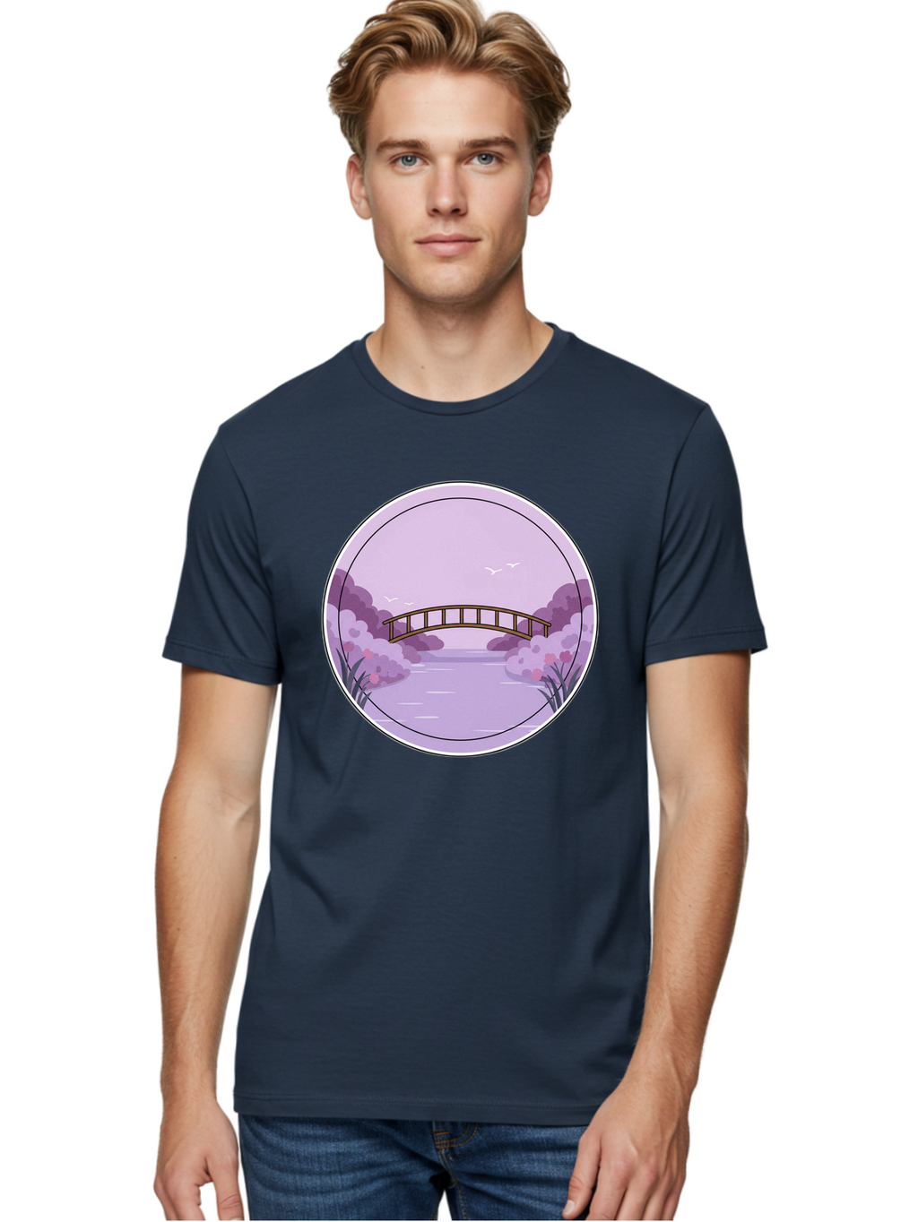 Footbridge-Over-Water Men'S Graphic Tee, 100% Cotton, Comfortable Casual Summer Wear, Machine Washable, Vintage Camera, Old Camera, Antique Camera, Black Camera, Classic Photography, Photography Equipment, Nostalgic Device, Film Camera, Baf094
