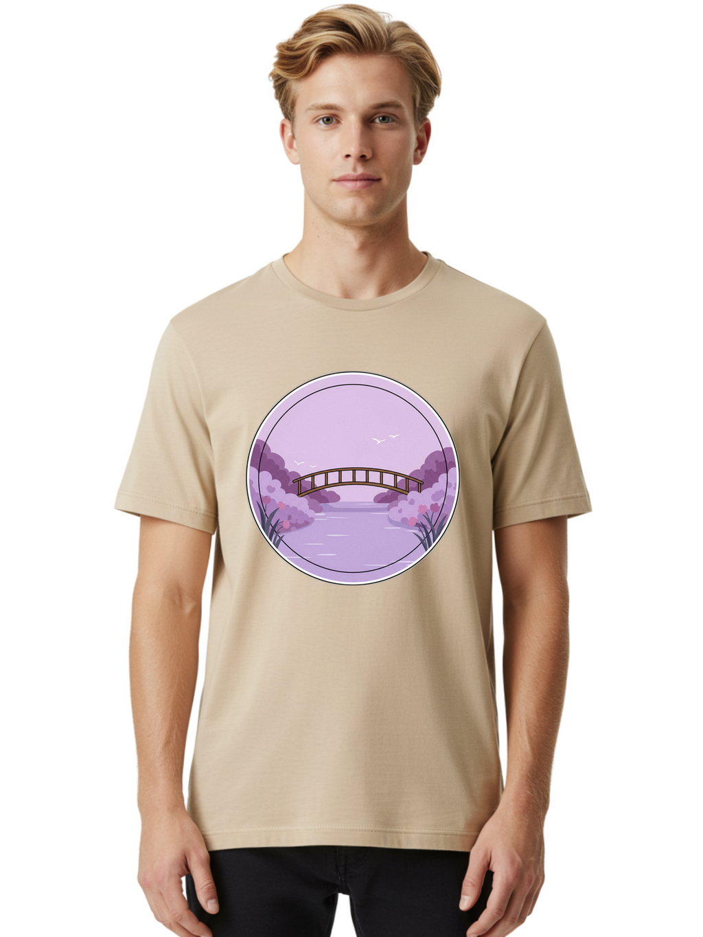 Footbridge-Over-Water Men'S Graphic Tee, 100% Cotton, Comfortable Casual Summer Wear, Machine Washable, Vintage Camera, Old Camera, Antique Camera, Black Camera, Classic Photography, Photography Equipment, Nostalgic Device, Film Camera, Baf094