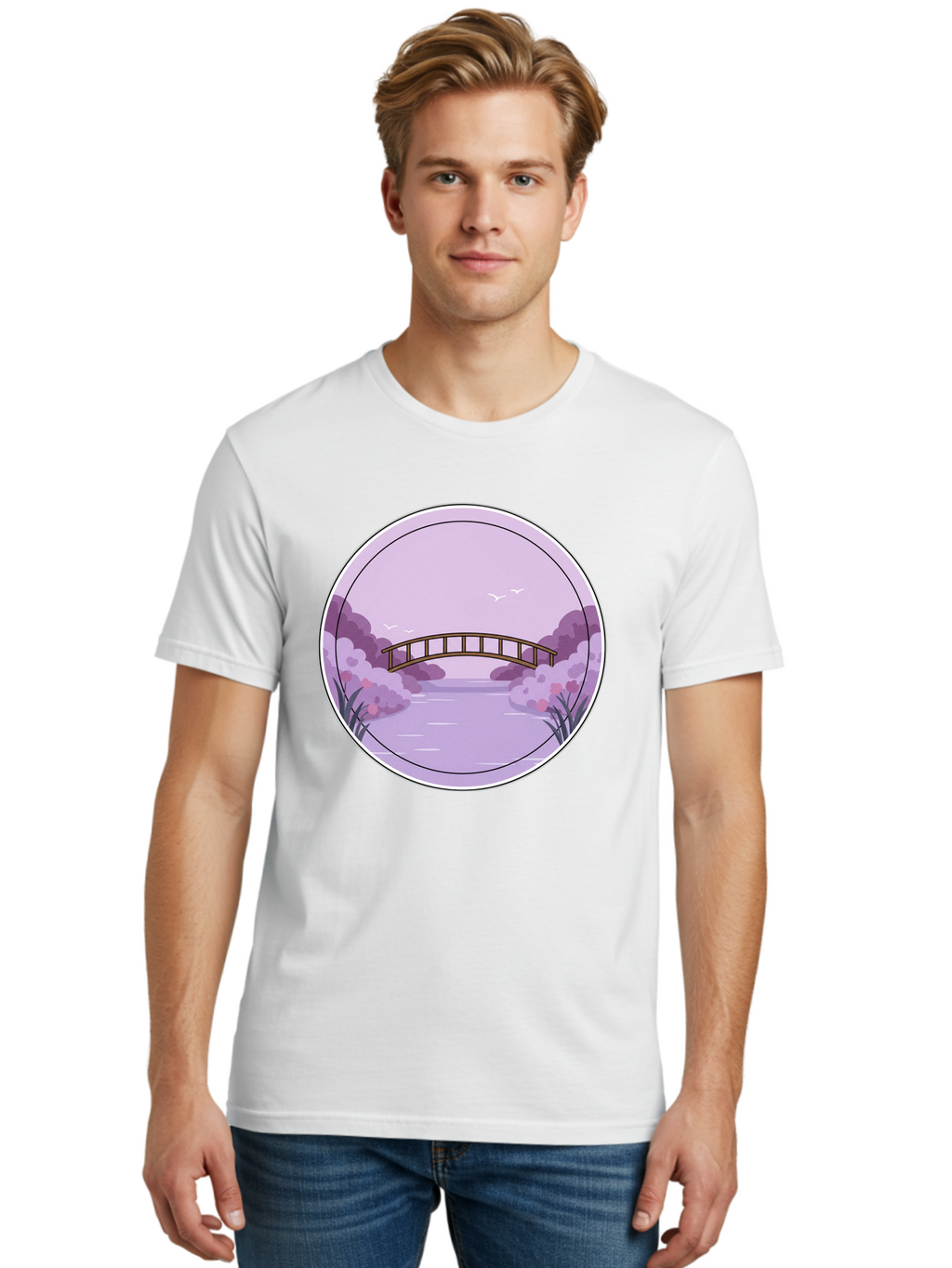 Footbridge-Over-Water Men'S Graphic Tee, 100% Cotton, Comfortable Casual Summer Wear, Machine Washable, Vintage Camera, Old Camera, Antique Camera, Black Camera, Classic Photography, Photography Equipment, Nostalgic Device, Film Camera, Baf094
