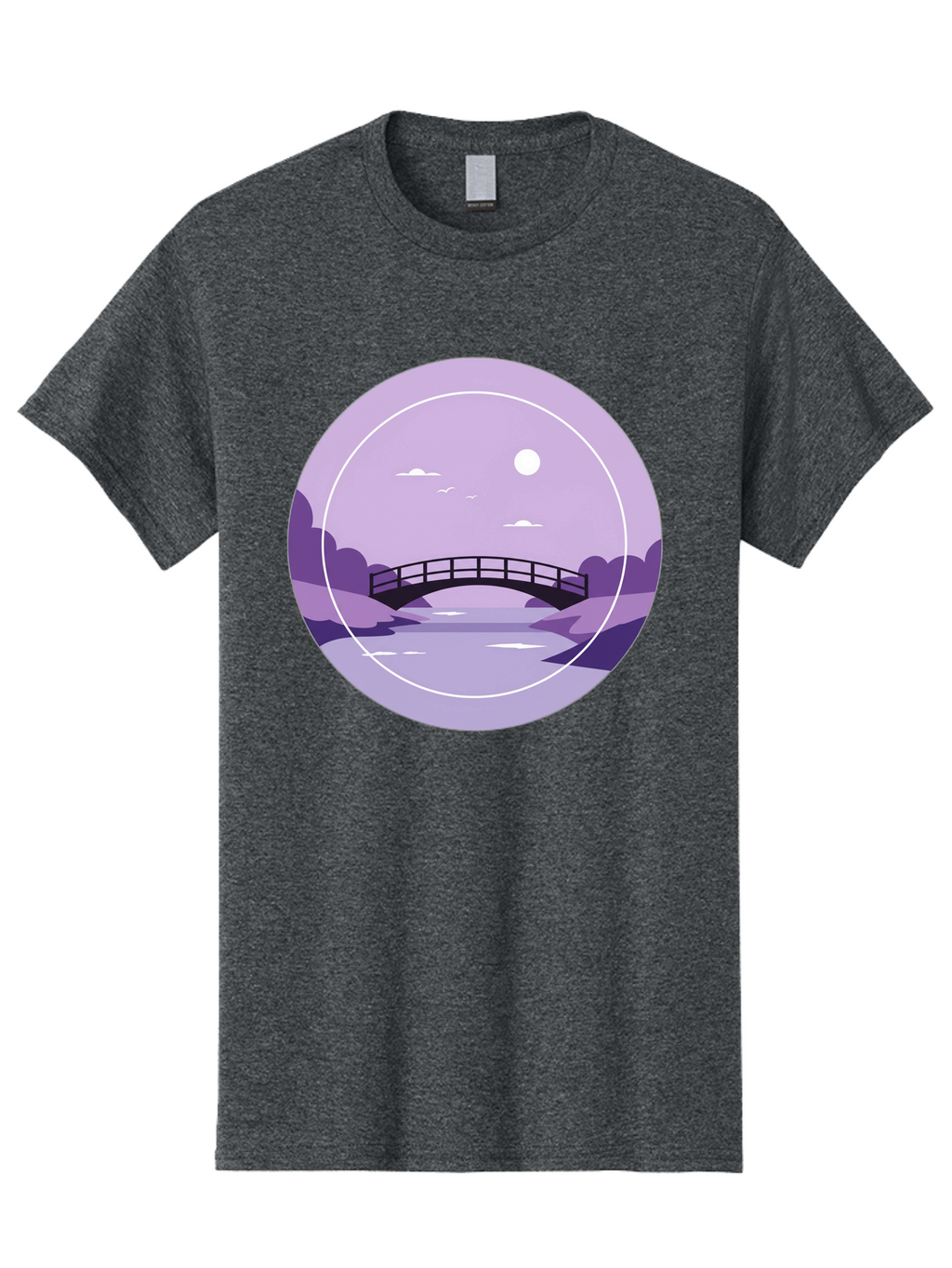 Footbridge-Under-Moonlight Men'S Graphic Tee, 100% Cotton, Comfortable Casual Summer Wear, Machine Washable, Vintage Camera, Old Camera, Antique Camera, Black Camera, Classic Photography, Photography Equipment, Nostalgic Device, Film Camera, Baf095